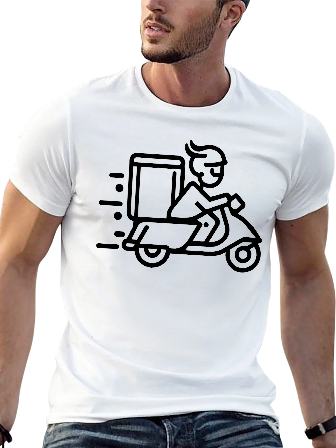 Black Delivery Scooter T-Shirt