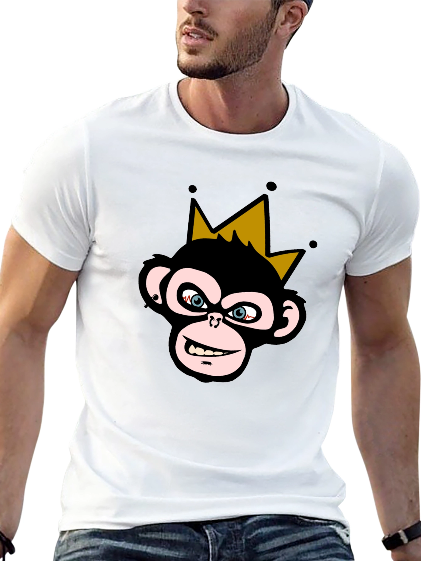 King Monkey Graphic T-Shirt - Black Crew Neck Tee