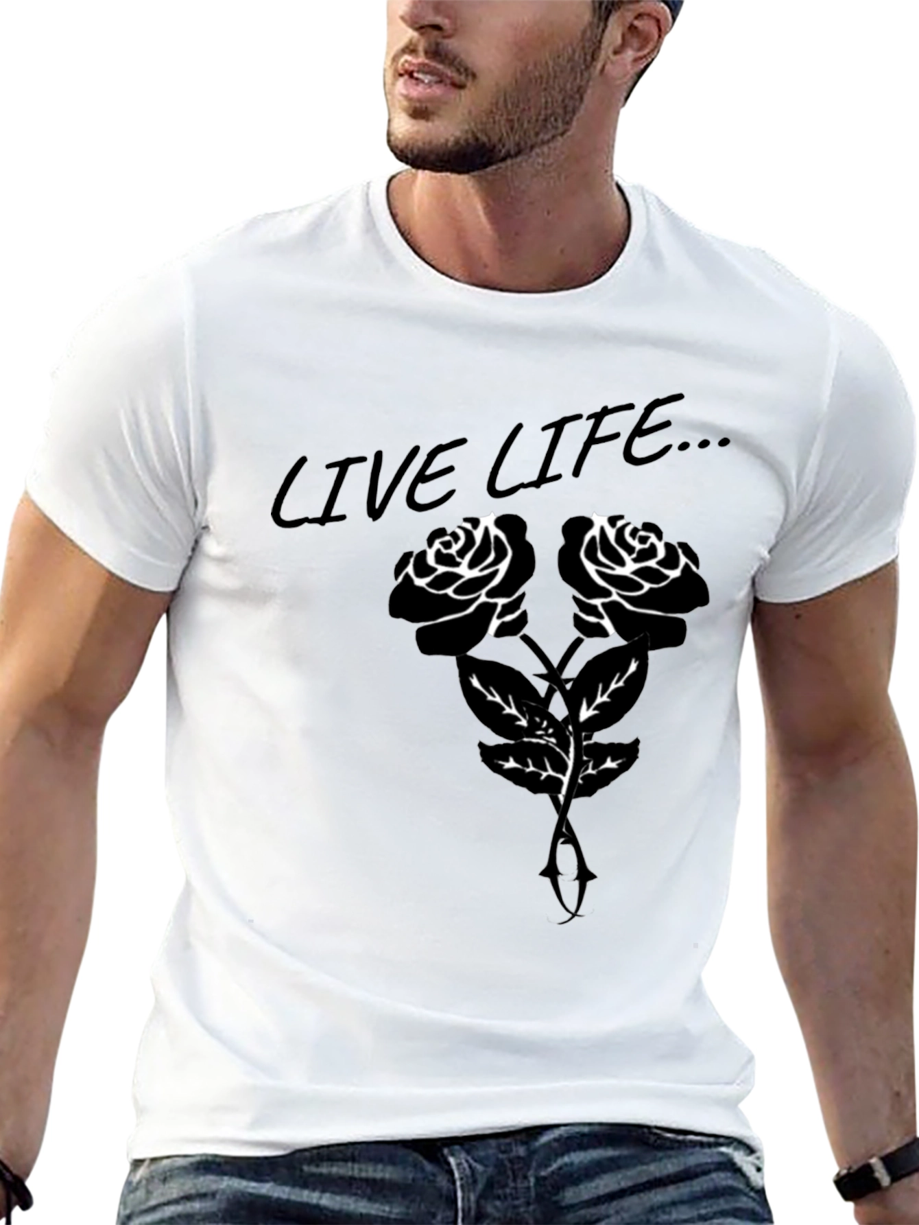 Live Life Rose Graphic T-Shirt