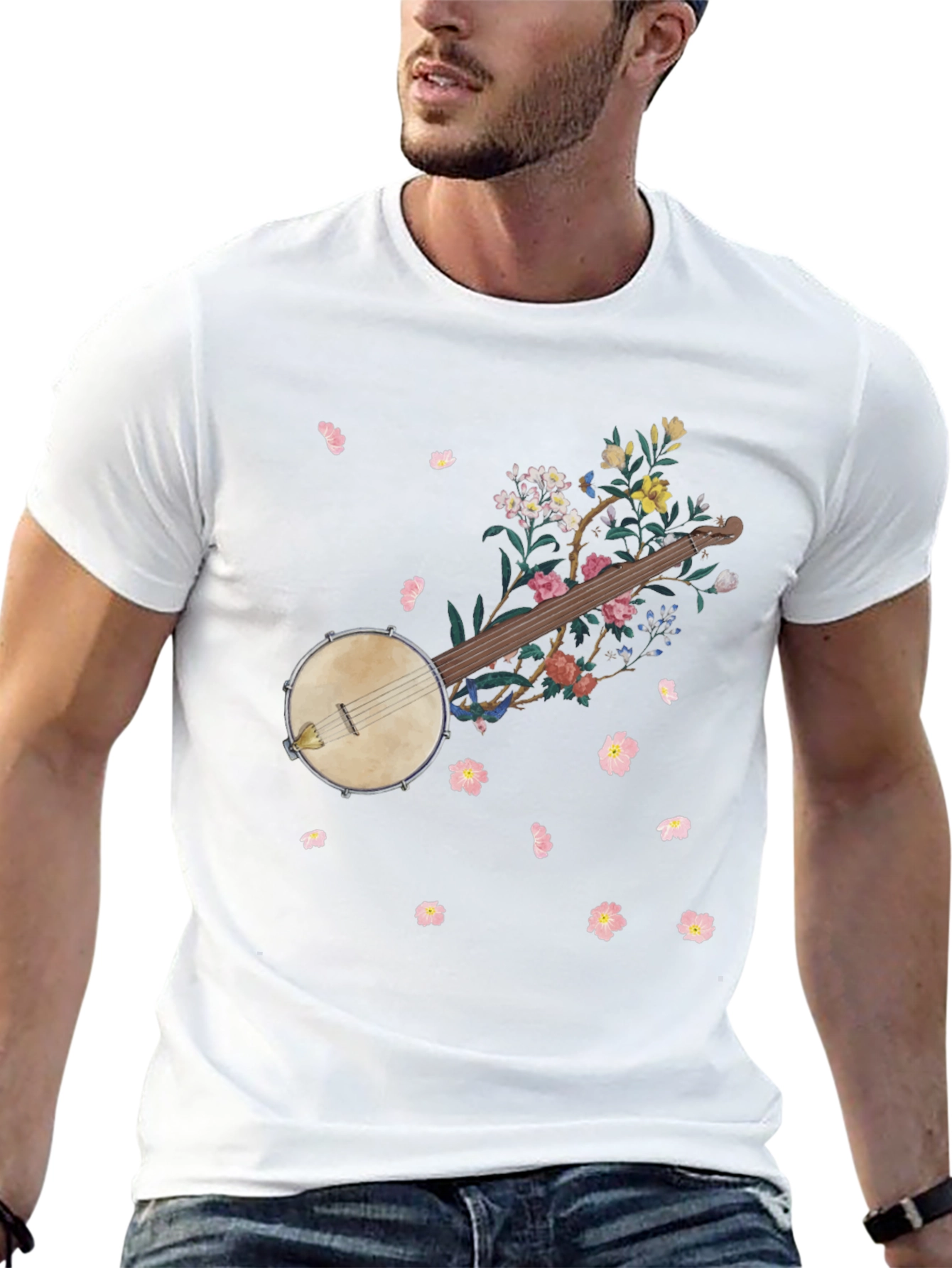 Floral Banjo Graphic Tee - Musicians Style