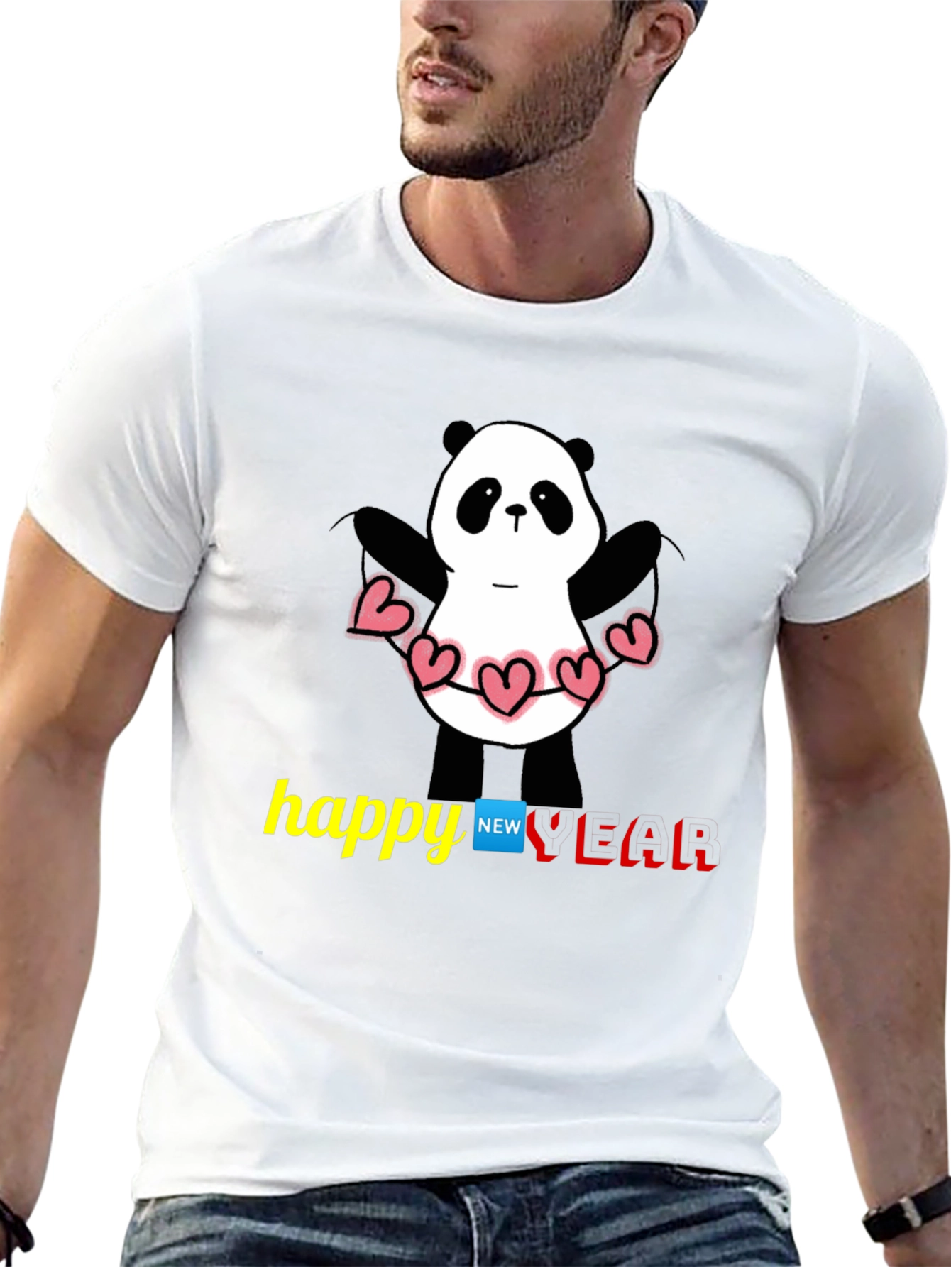 Happy New Year Panda T-Shirt - Black
