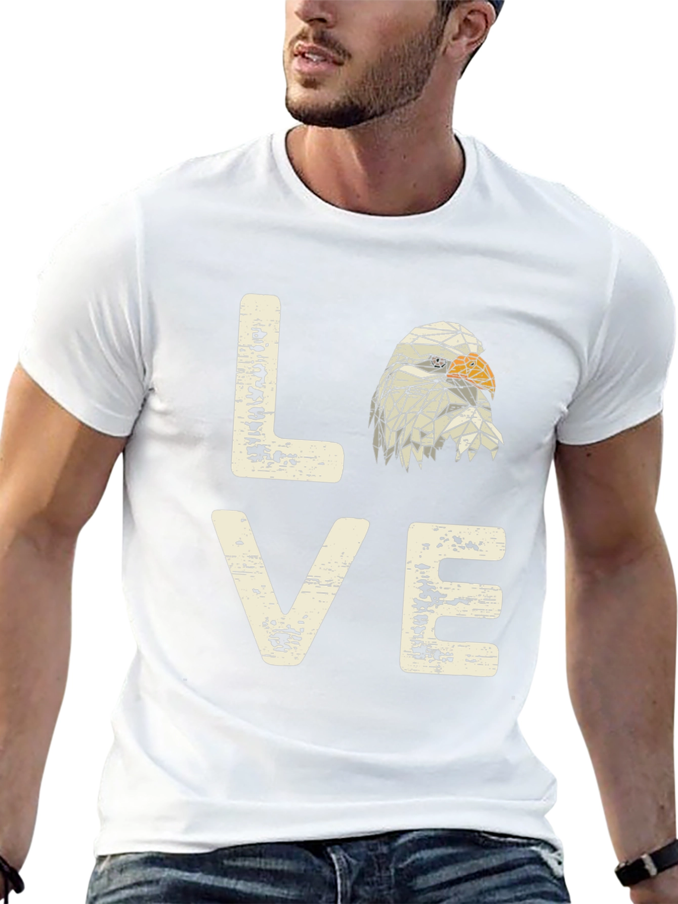 Love Eagle Graphic Print Mens Tee - Black