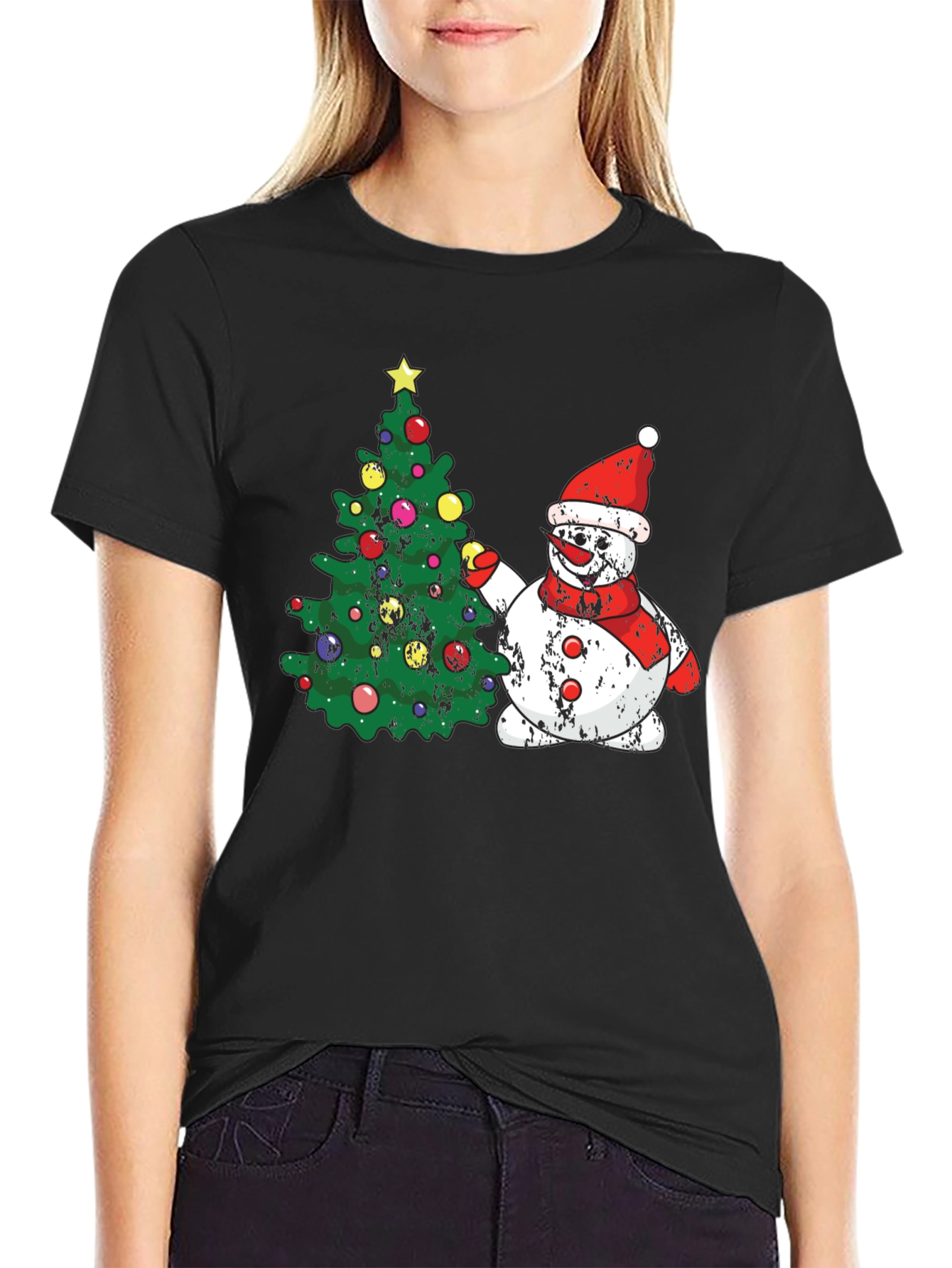 Festive Snowman Christmas Tree T-Shirt