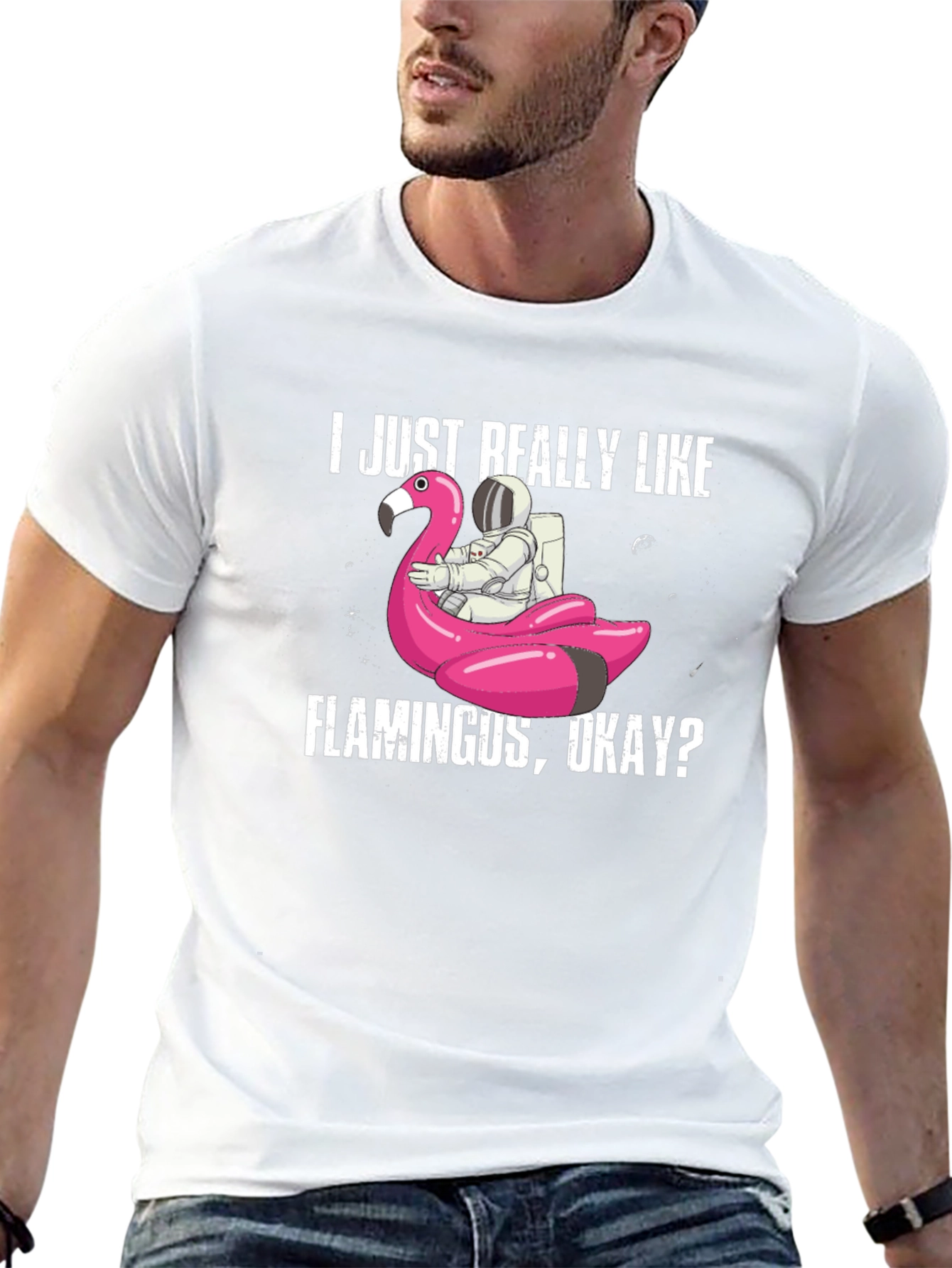 Flamingo Astronaut T-Shirt - I Just Really Like Flamingus