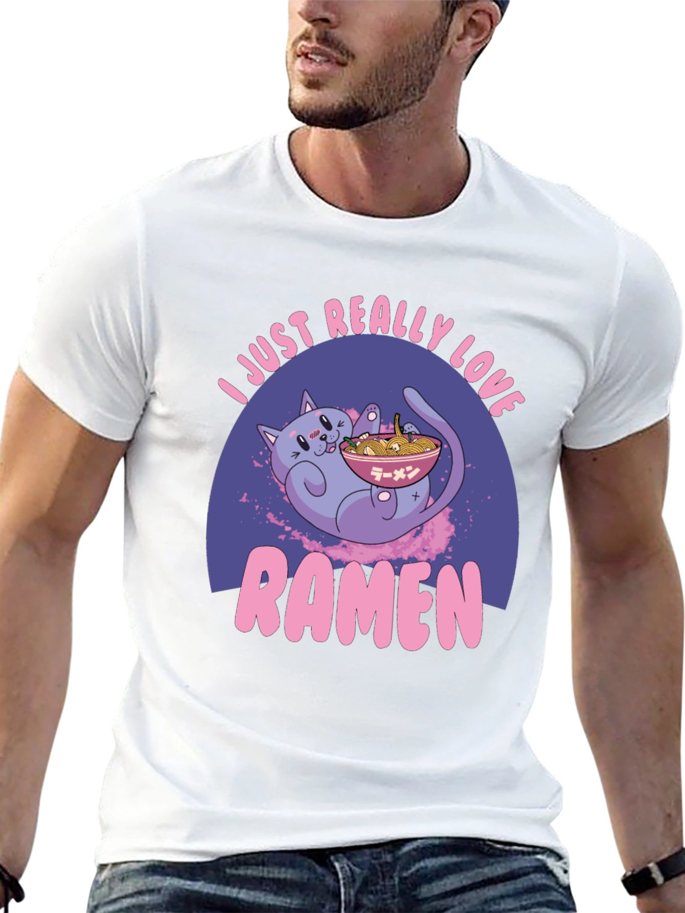 I Love Ramen Graphic Tee - Cat Design