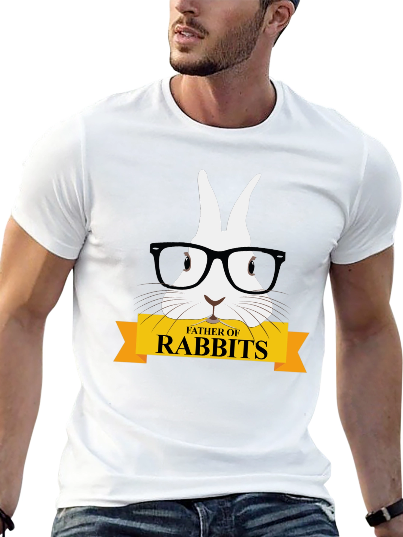 Father of Rabbits Graphic Tee - Black Cotton T-Shirt