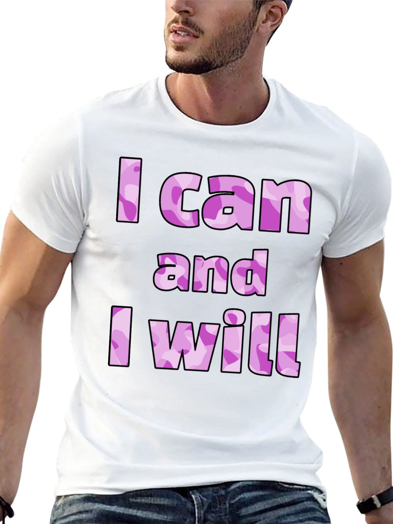 I Can And I Will Camo Print T-Shirt