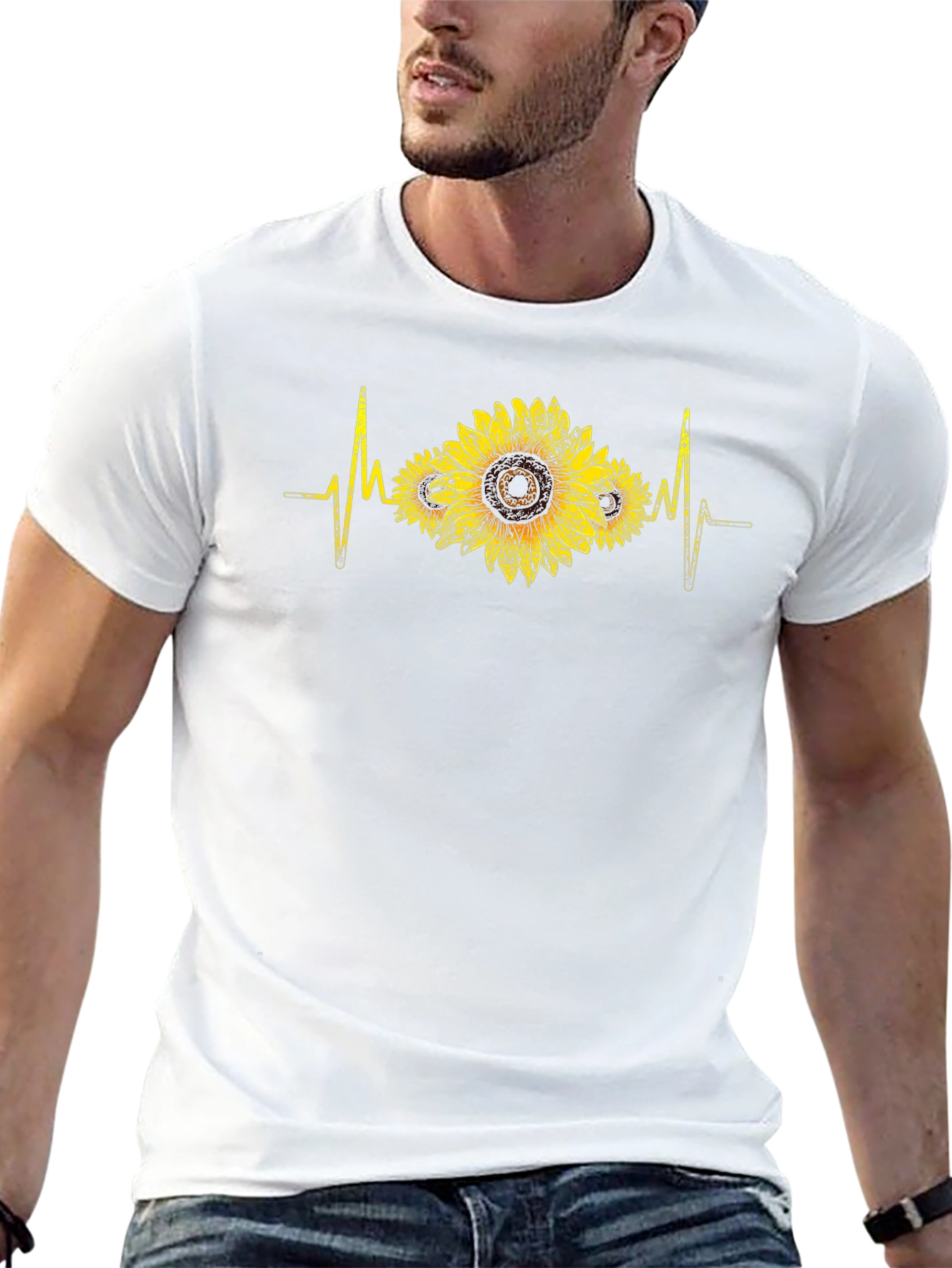 Sunflower Heartbeat Black T-Shirt