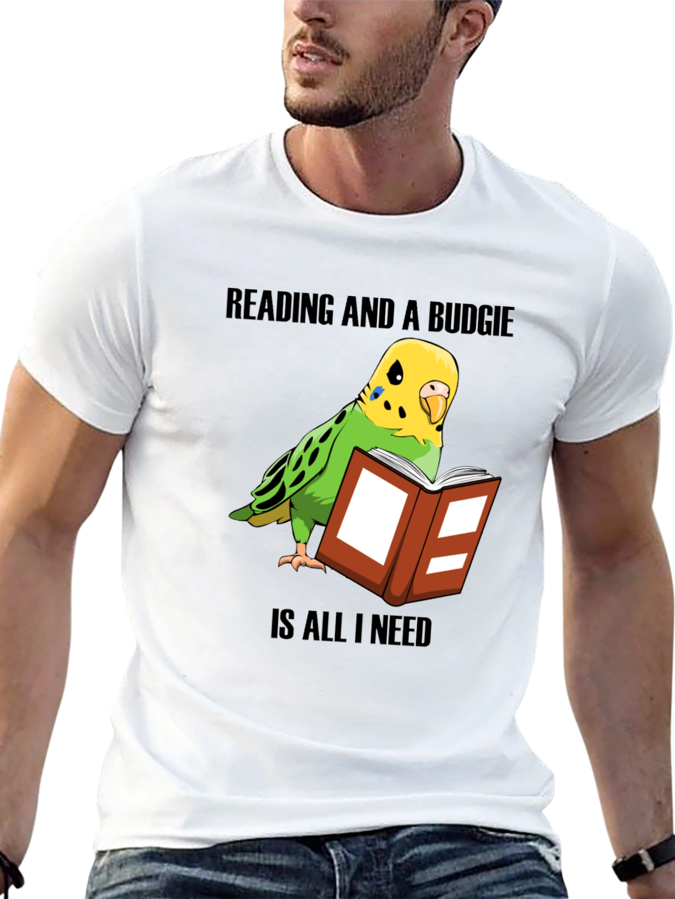 Reading & Budgie T-Shirt: Book Lover Bird Owner