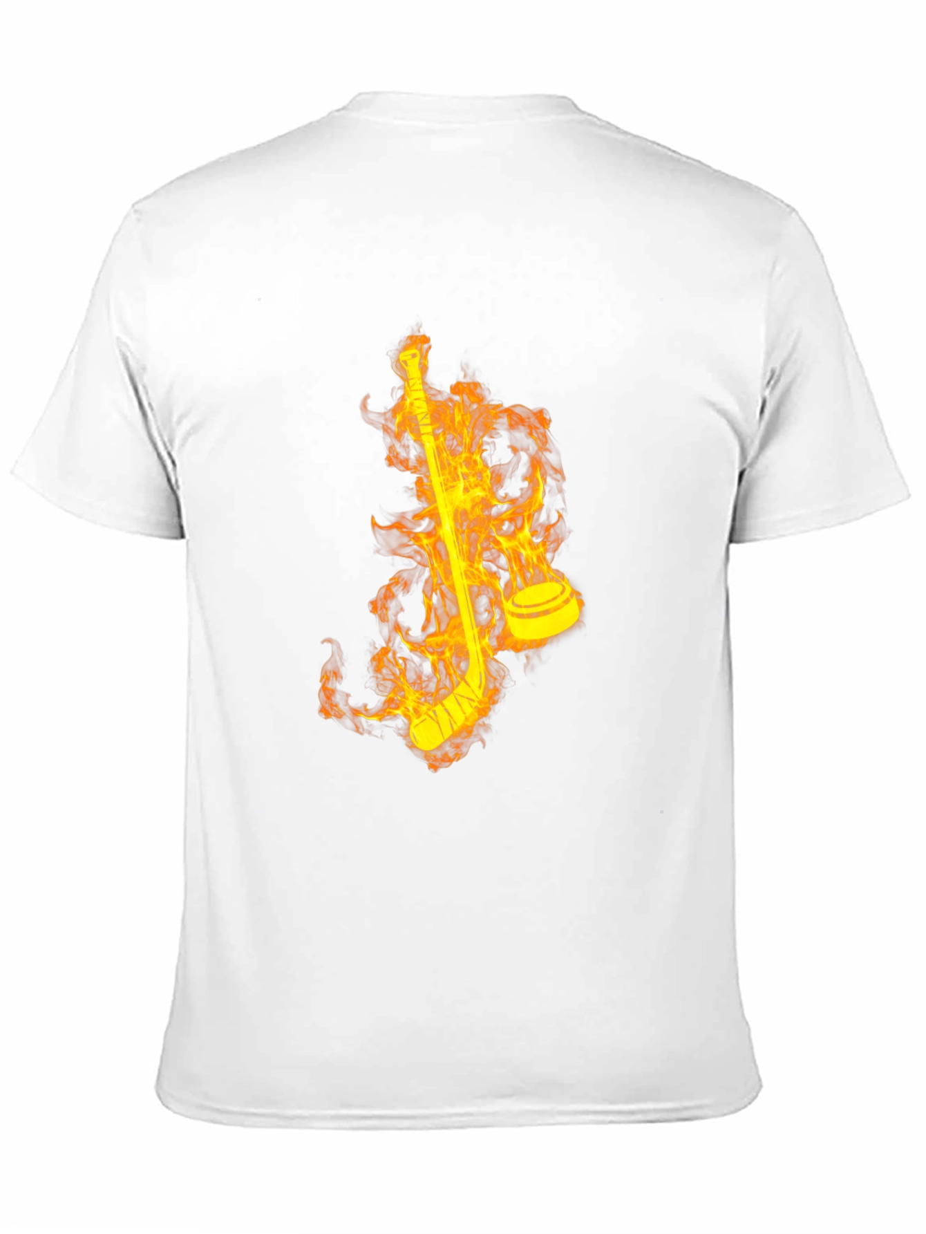 Flaming Hockey Stick Graphic Tee - Cool Black Shirt