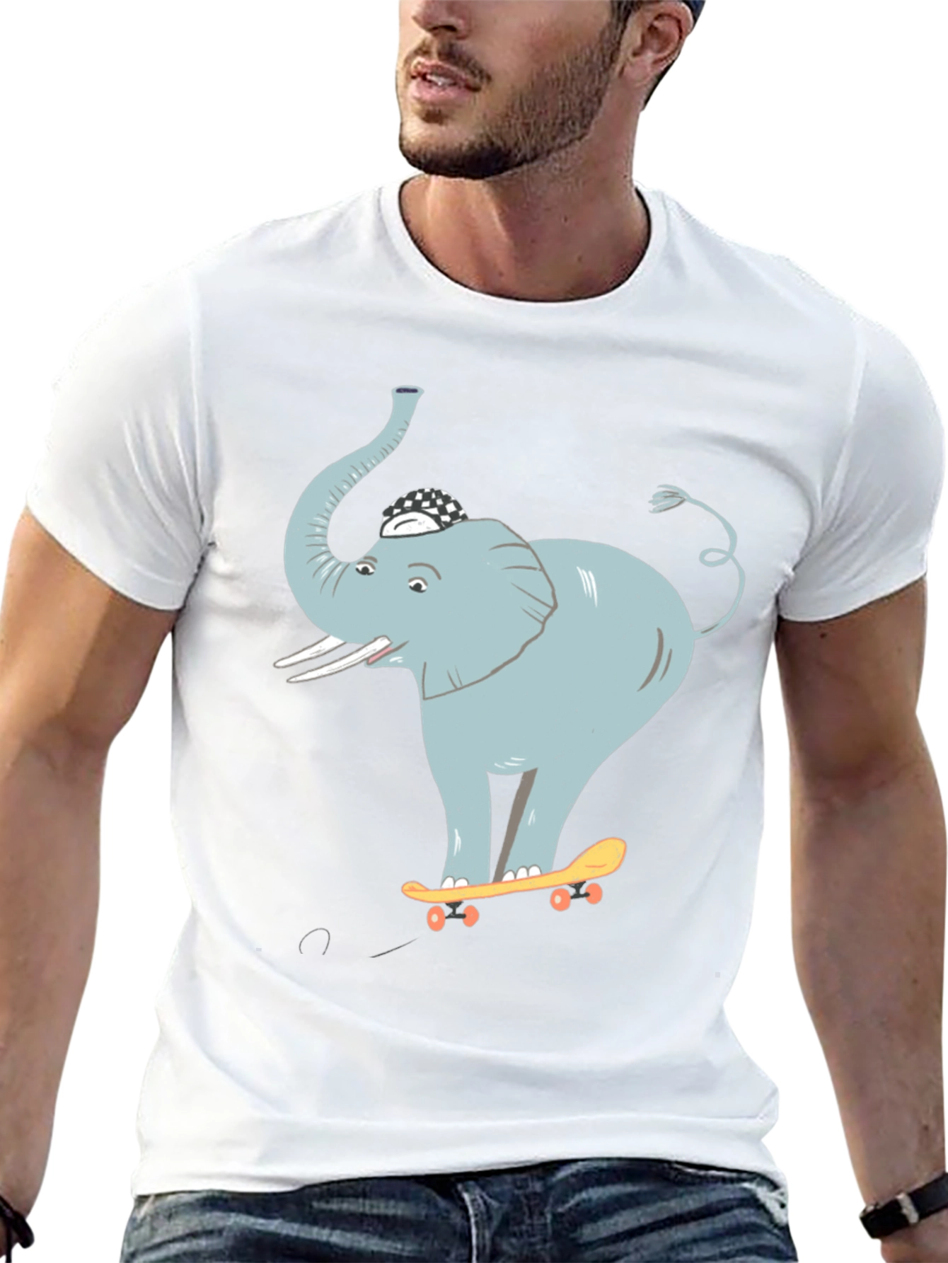 Elephant Skateboarder Graphic Tee