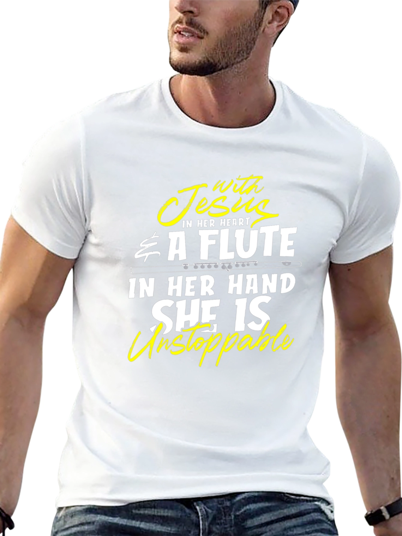 Jesus In Her Heart Flute Player T-Shirt