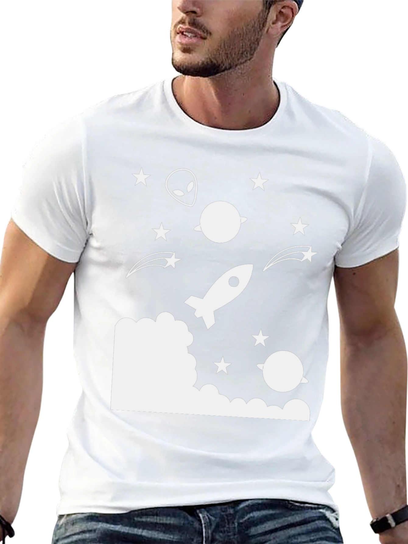 Cosmic Dreams Tee - Rocket Alien & Stars T-Shirt