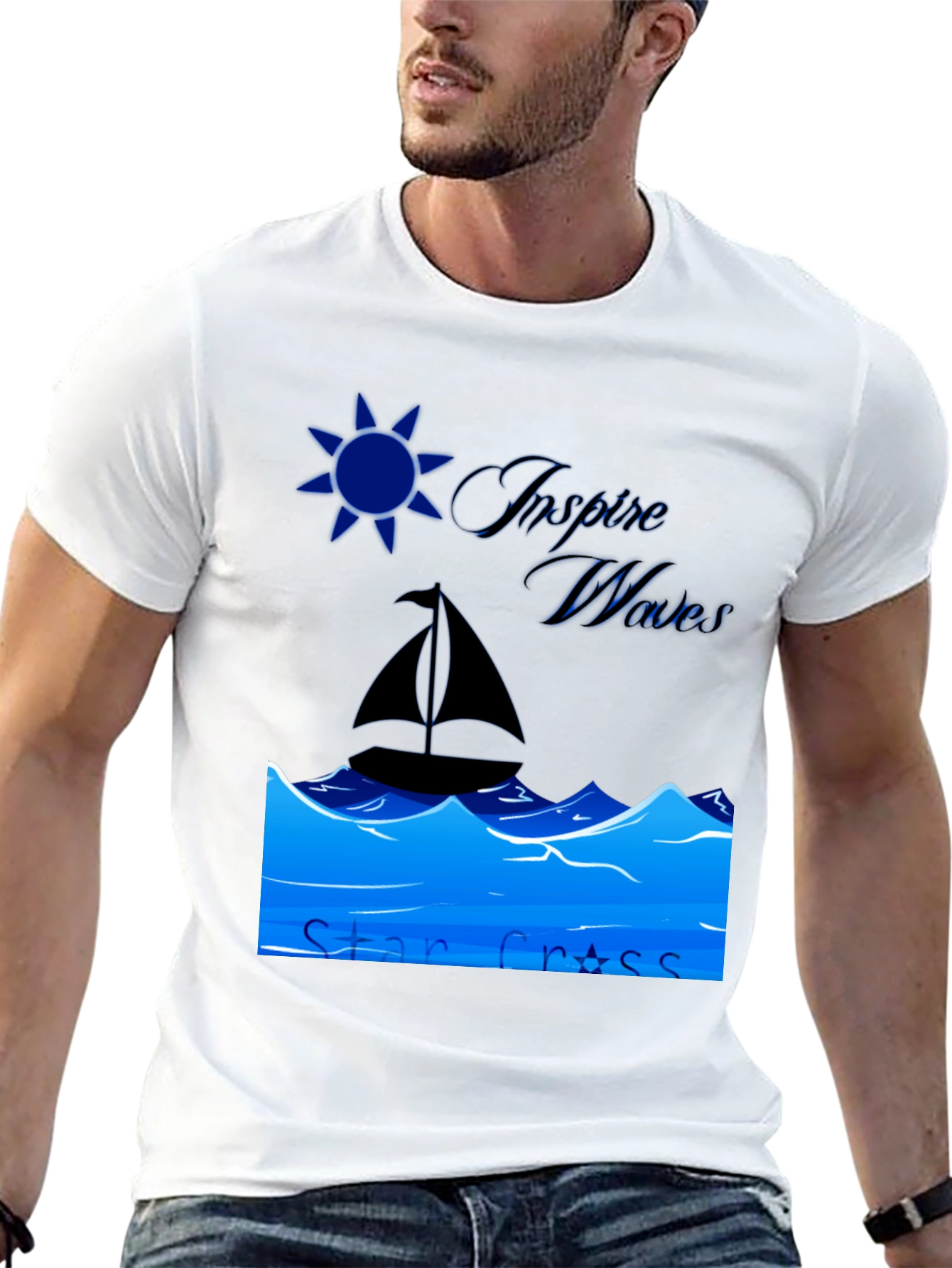 Inspire Waves T-Shirt - Star Cross Sailing Design