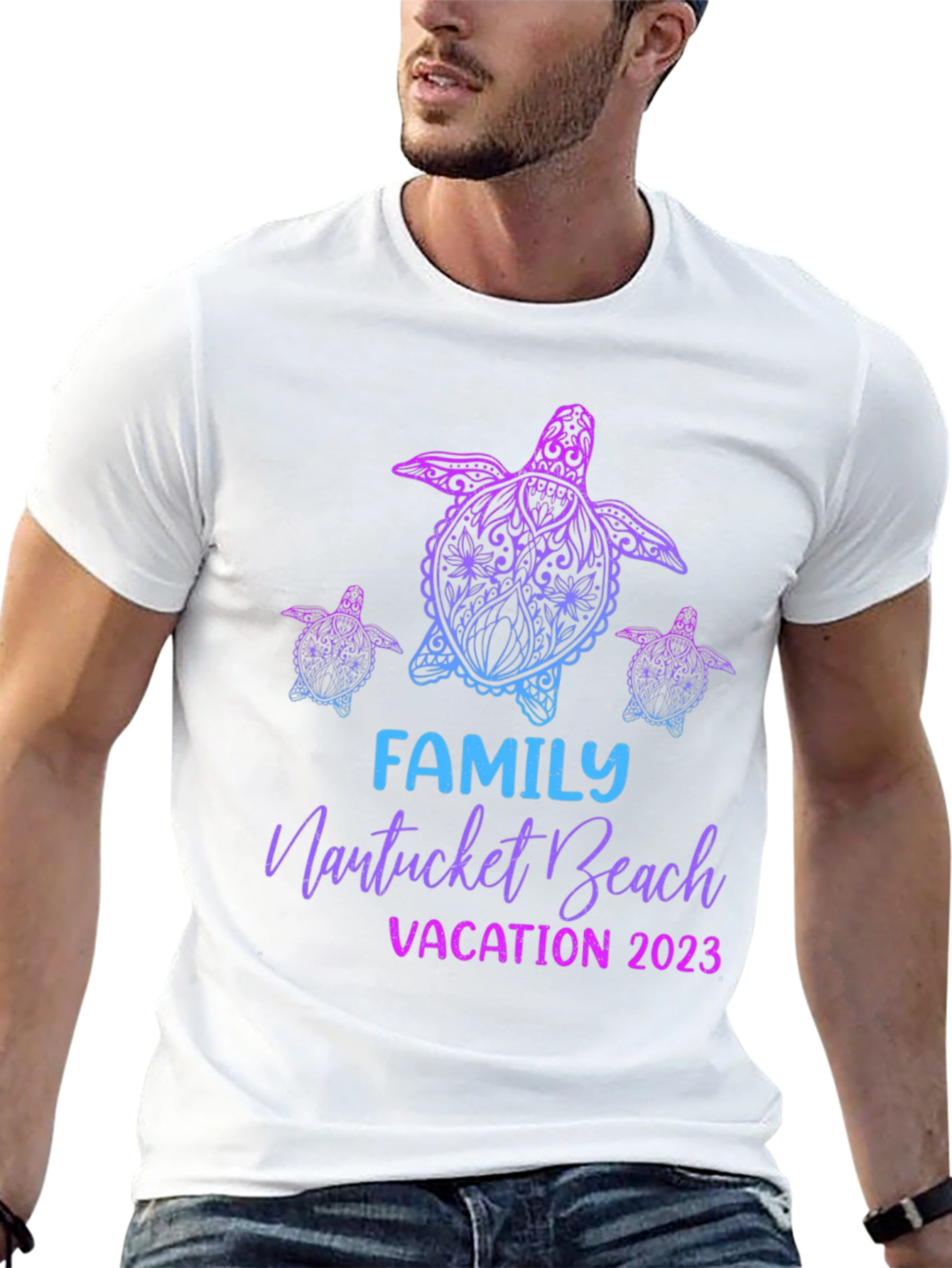 Family Nantucket Beach Vacation 2023 Turtle T-Shirt