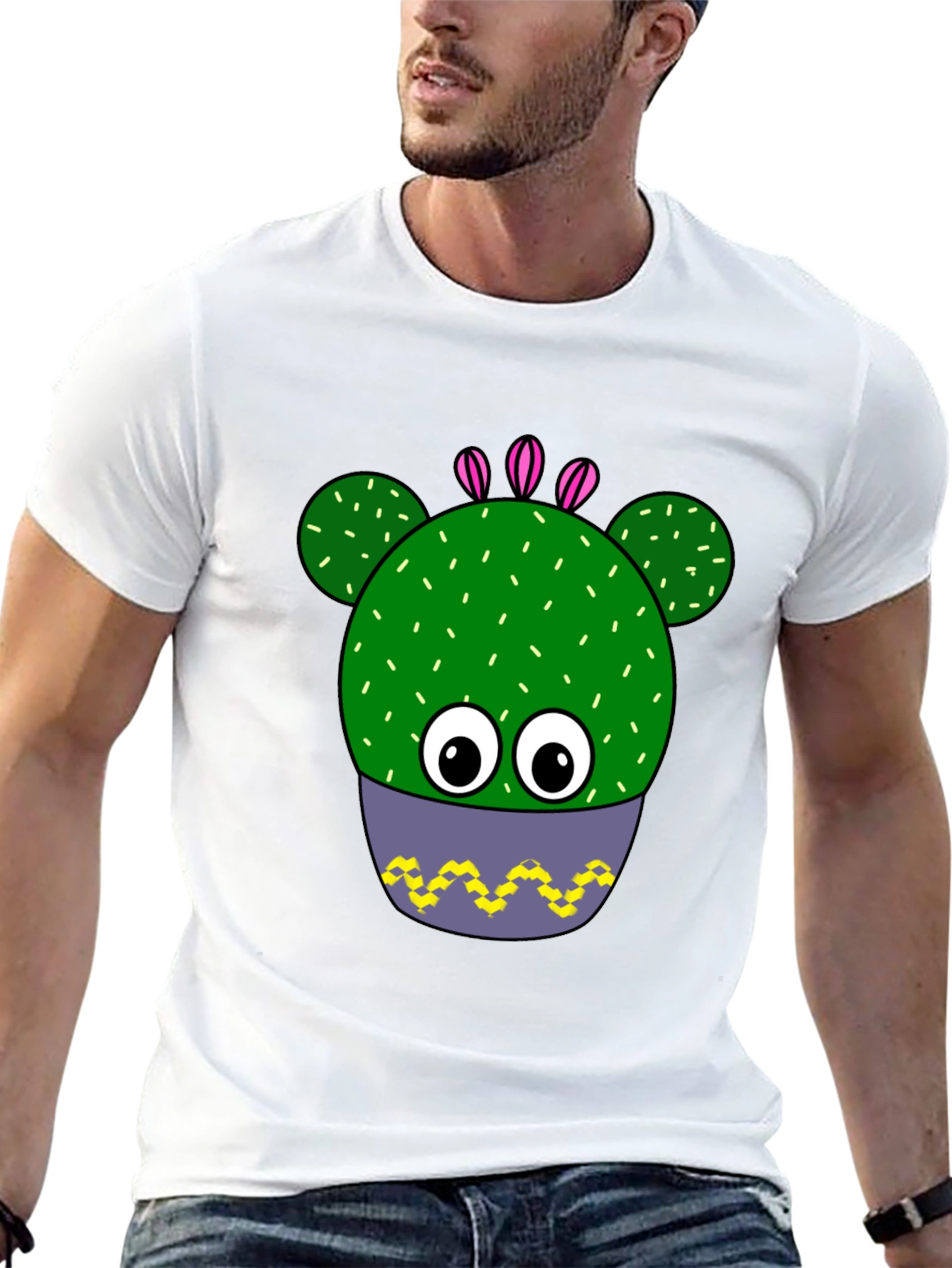 Funny Cactus Plant Graphic Print T-Shirt