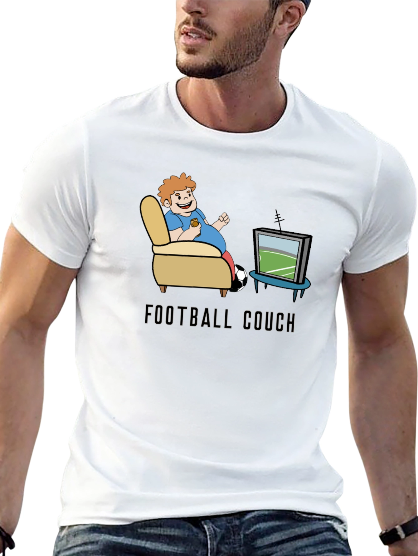 Football Couch T-Shirt: Comfy Fan Tee