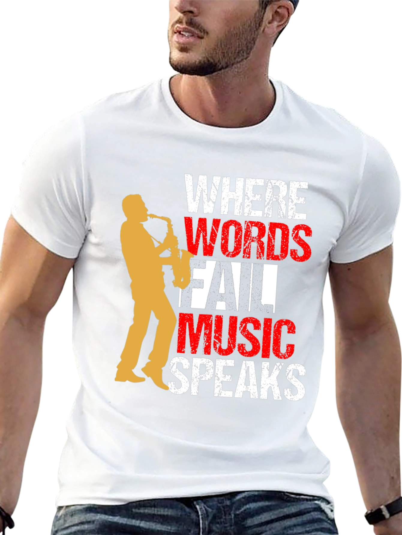Music Speaks T-Shirt - Saxophone Graphic Tee
