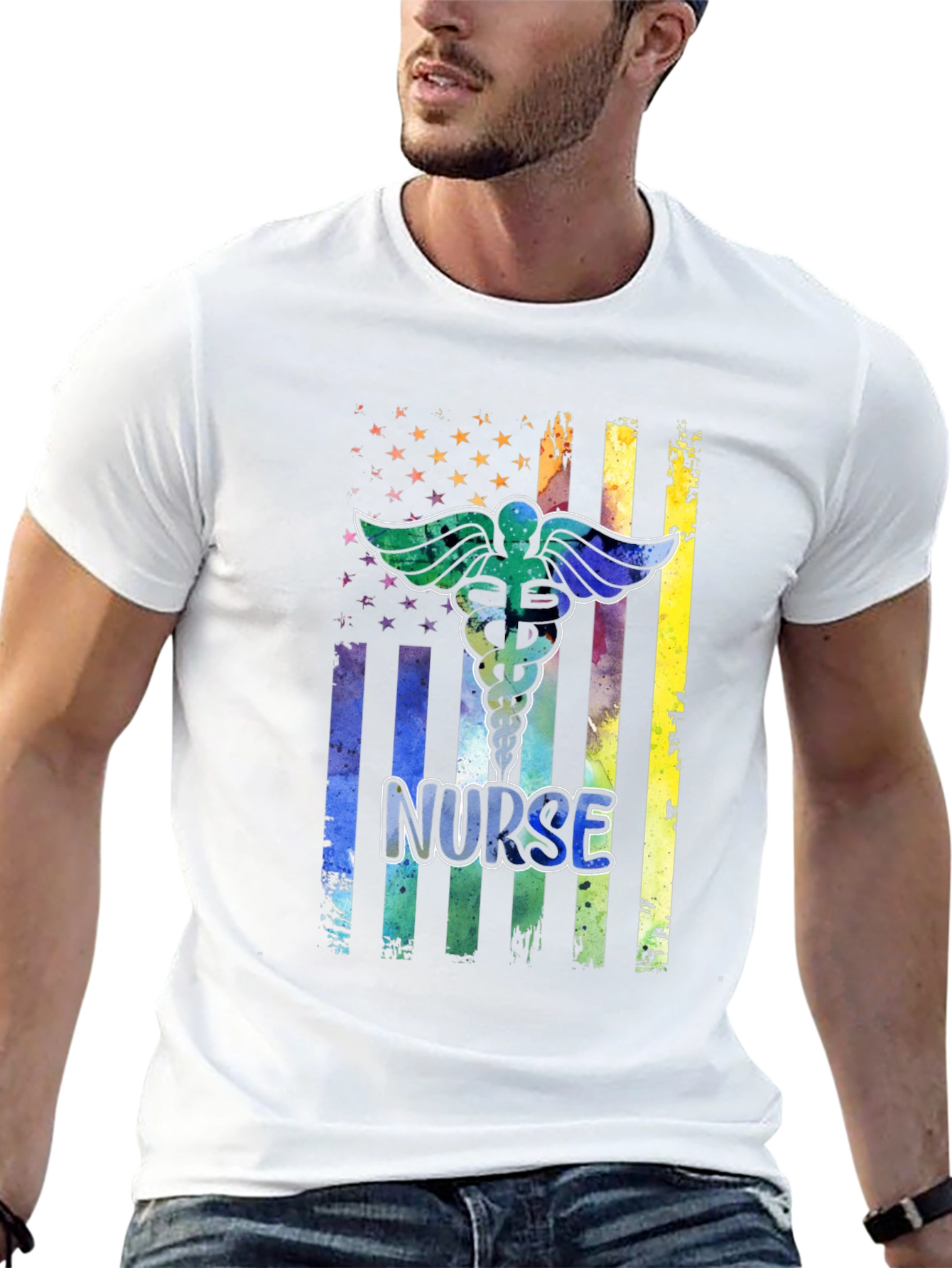 Nurse Pride Graphic T-Shirt - USA Flag Design