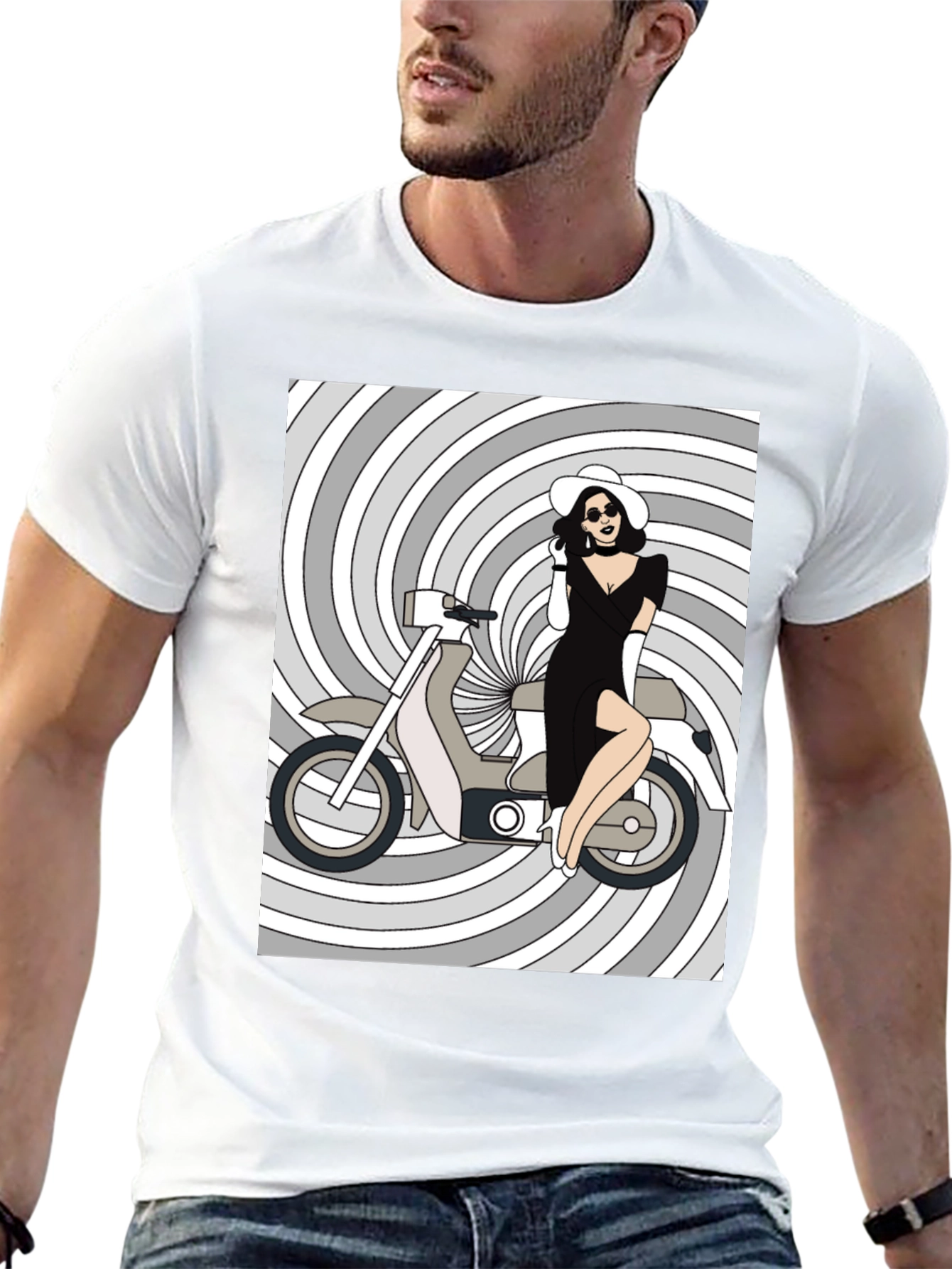 Retro Chic T-Shirt: Girl on Scooter