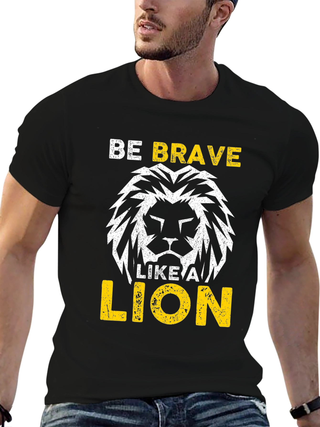 Be Brave Like A Lion Graphic Tee - Black