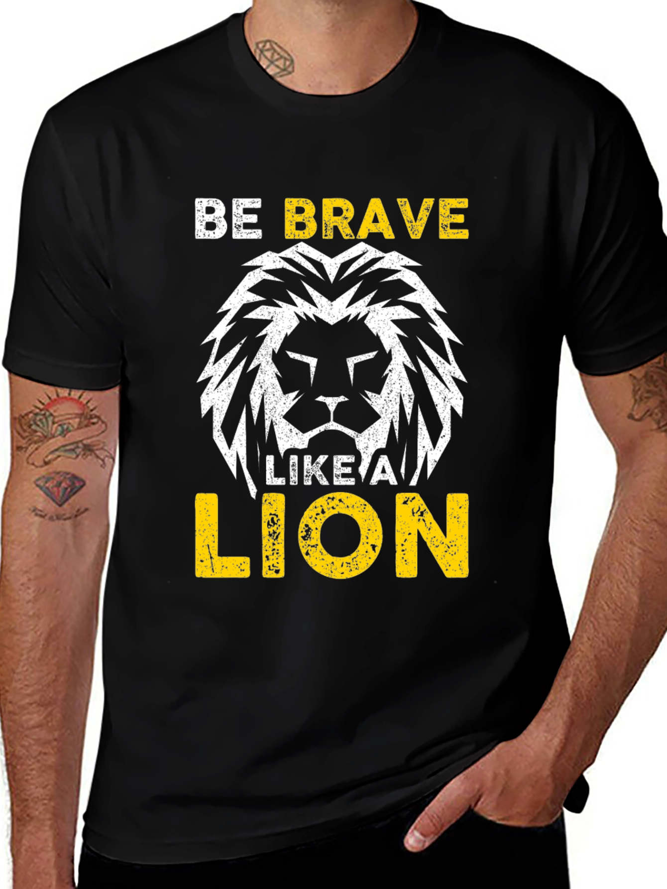 Be Brave Like A Lion Graphic Tee - Black