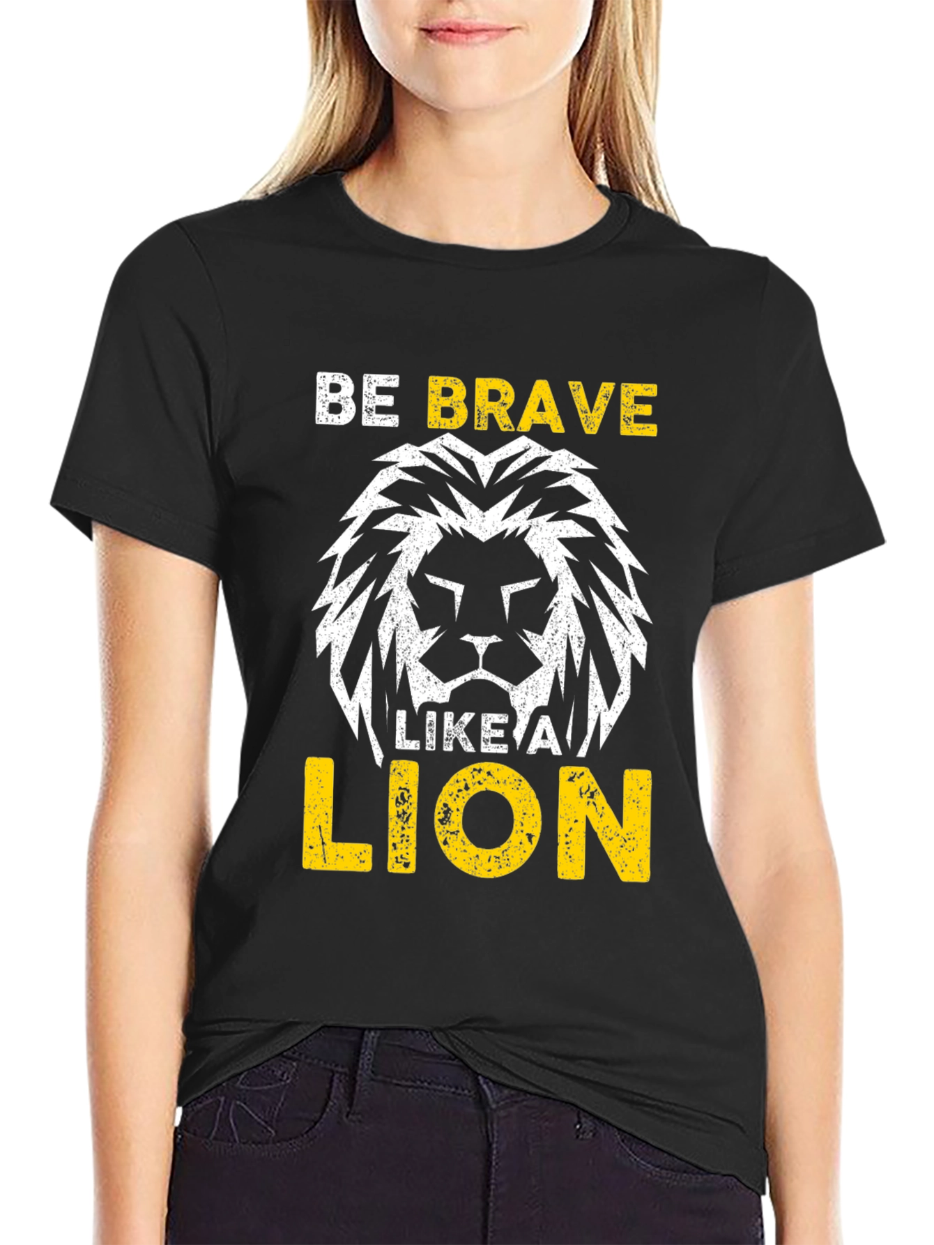 Be Brave Like A Lion Graphic Tee - Black