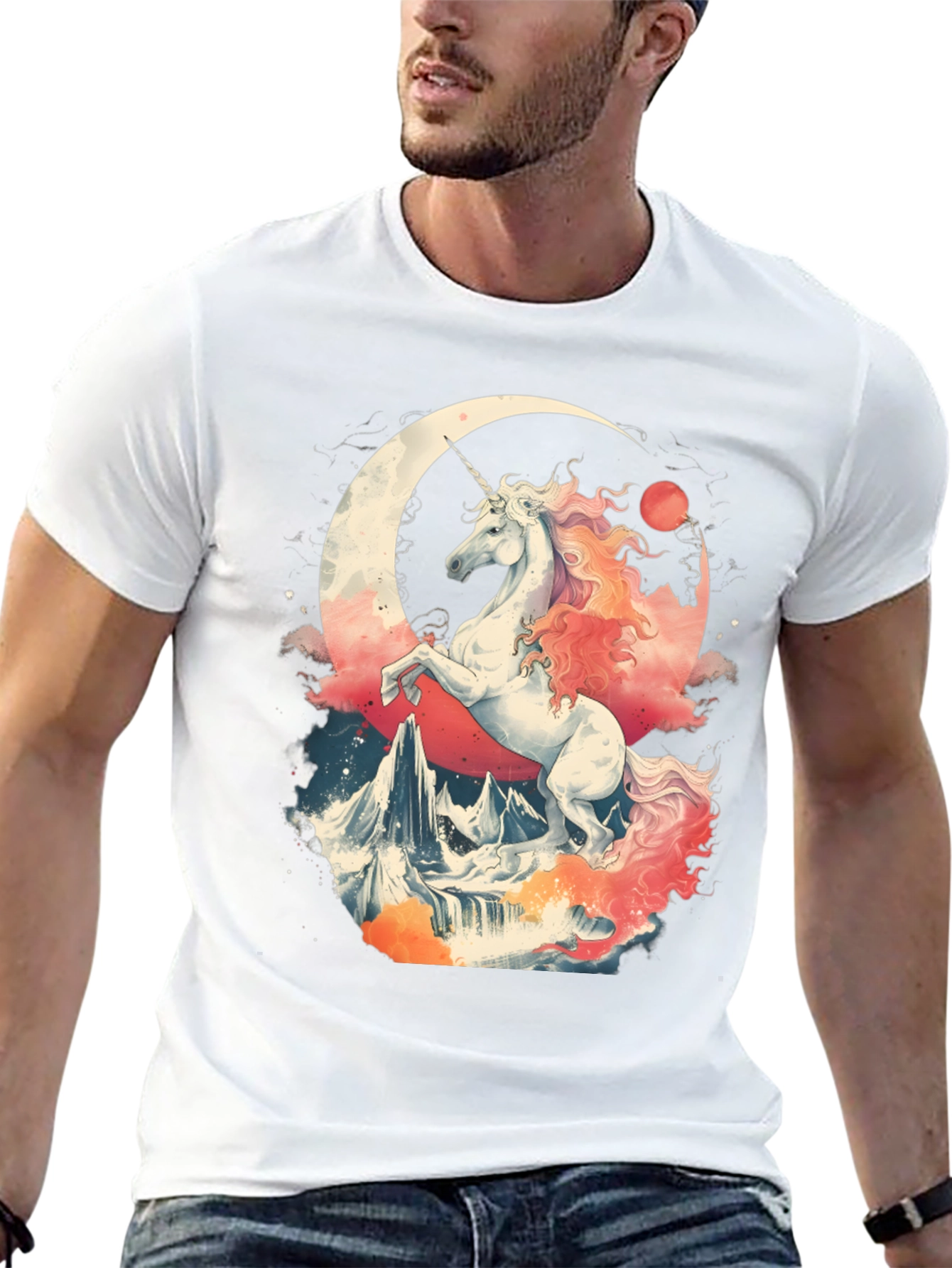 Unicorn Crescent Moon Graphic T-Shirt
