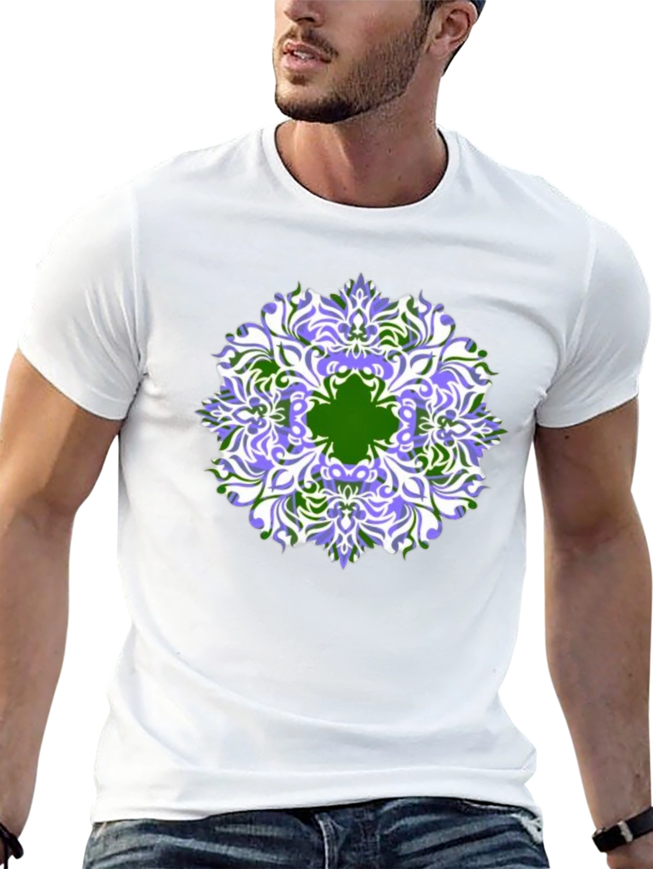 Abstract Mandala Graphic Print Black T-Shirt
