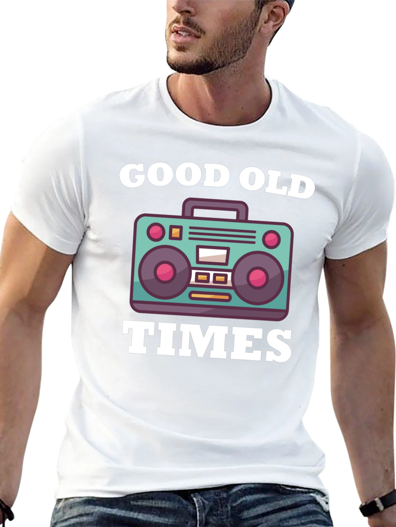 Good Old Times Retro Boombox Graphic T-Shirt