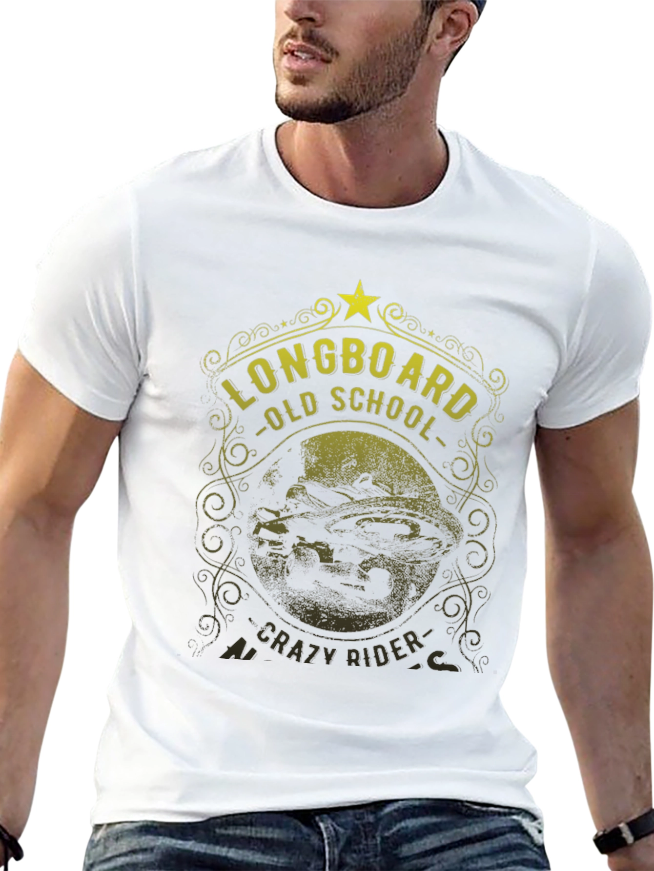 Longboard Old School Crazy Rider Graphic Tee
