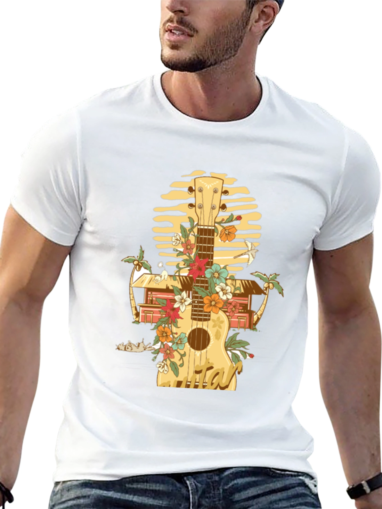 Tropical Ukulele Graphic T-Shirt