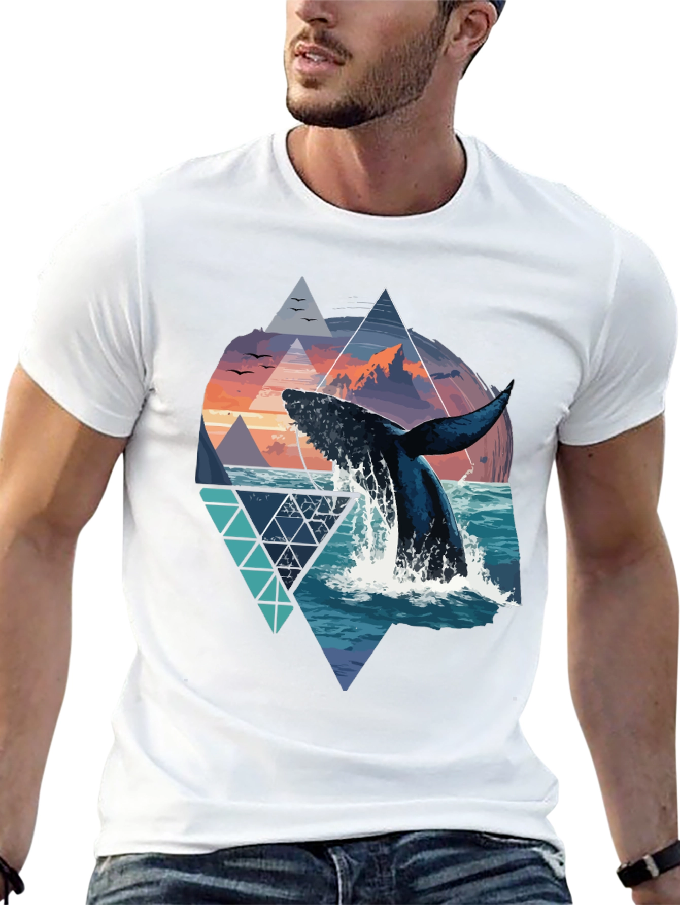 Whale Geometric Graphic Tee