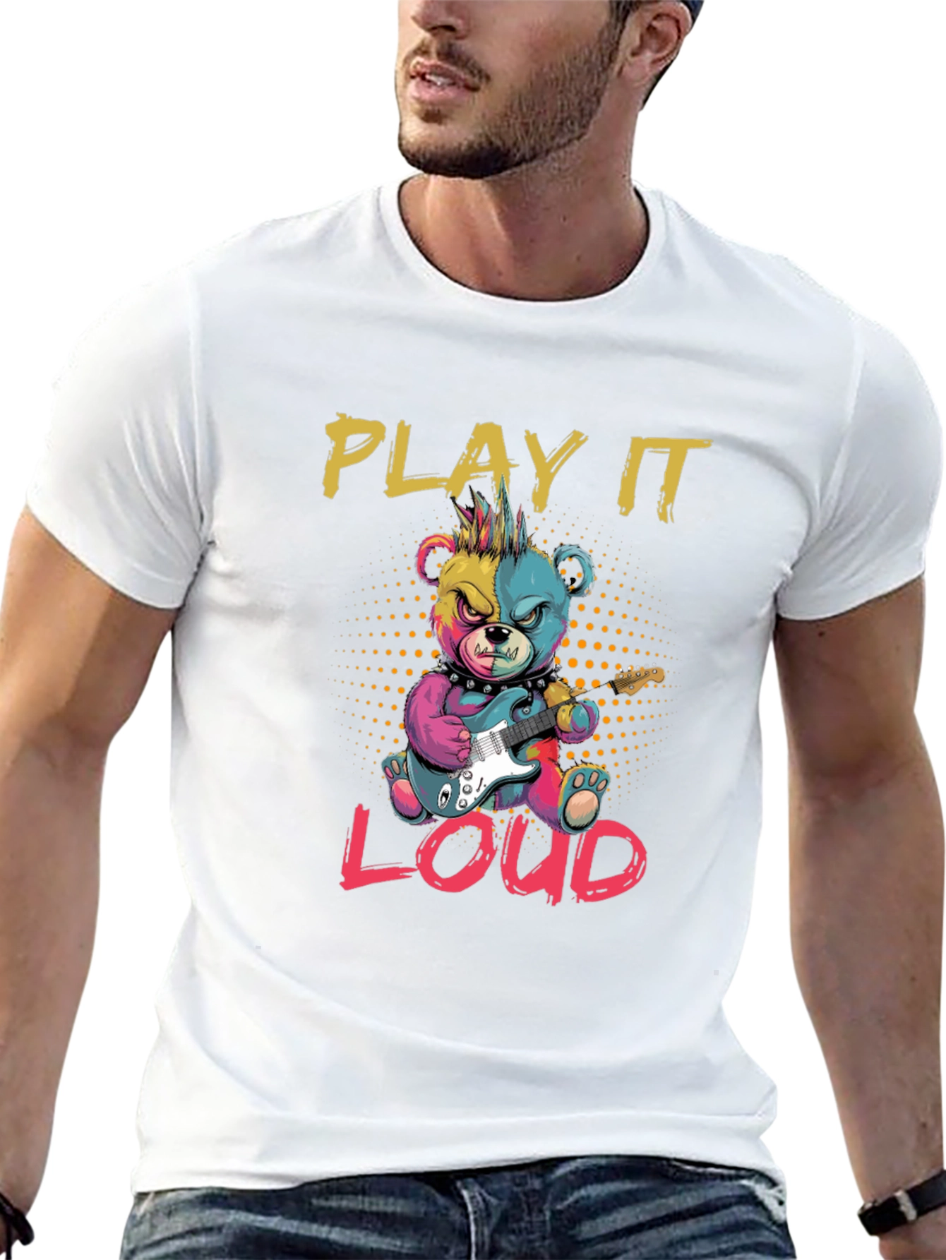 Play It Loud Bear Graphic T-Shirt