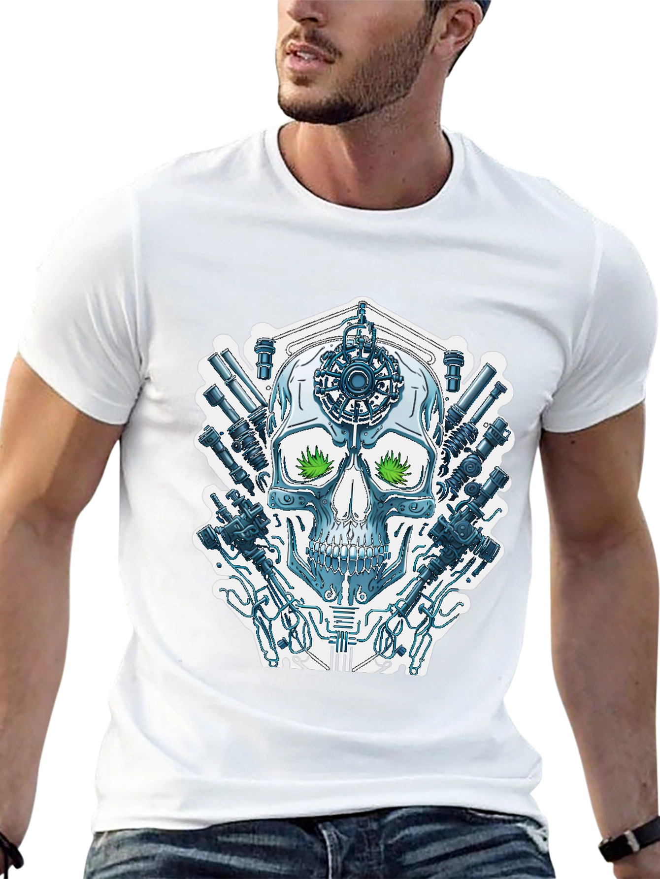 Cyberpunk Skull T-Shirt - Sci-Fi Streetwear