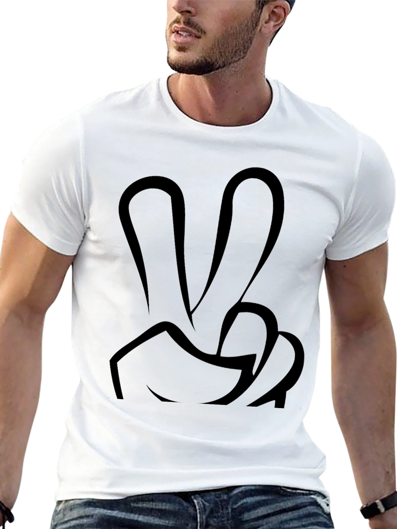 Peace Sign Graphic Black T-Shirt