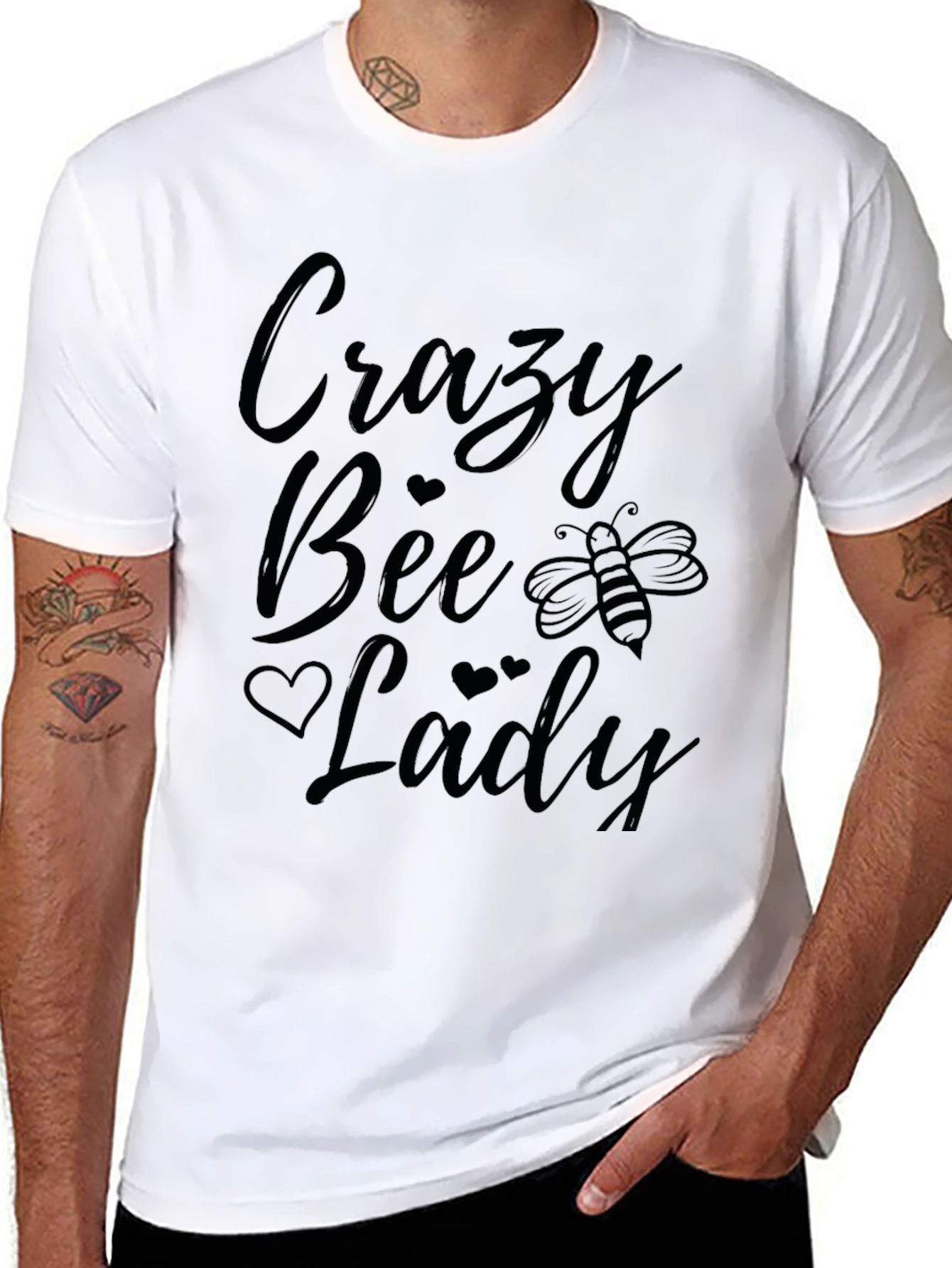 Crazy Bee Lady Graphic T-Shirt - Black