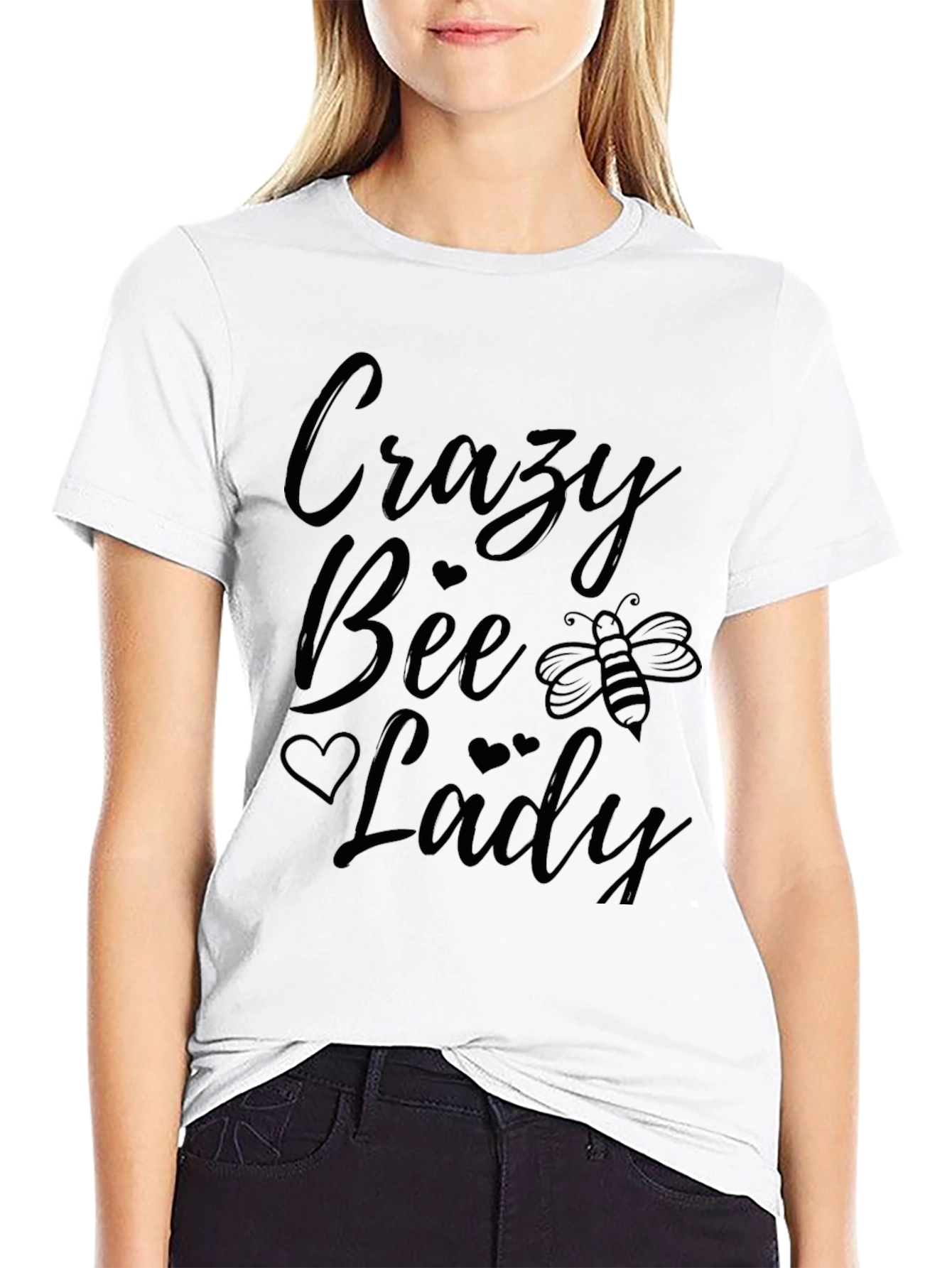 Crazy Bee Lady Graphic T-Shirt - Black