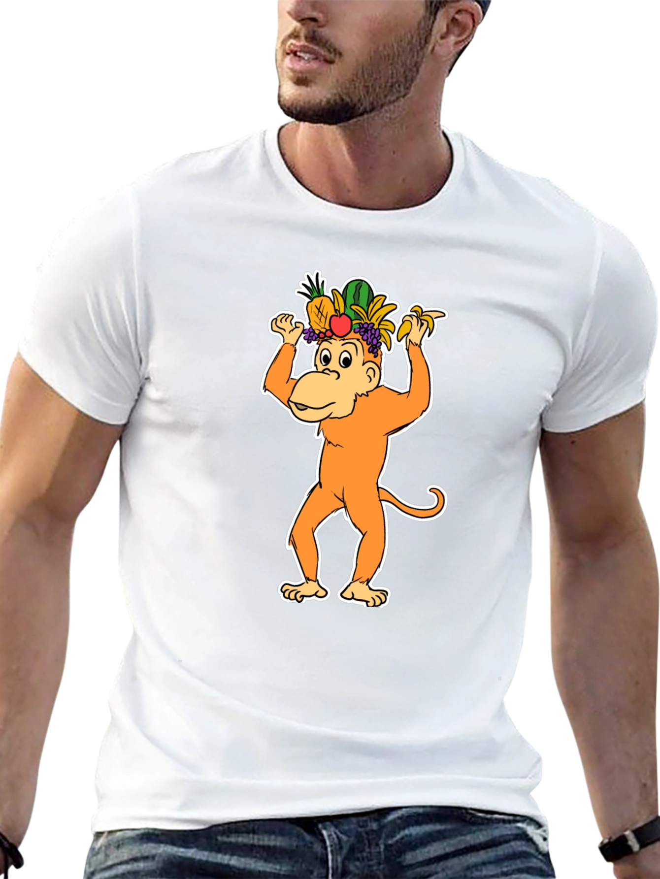 Fruit Hat Monkey T-Shirt - Fun Graphic Tee