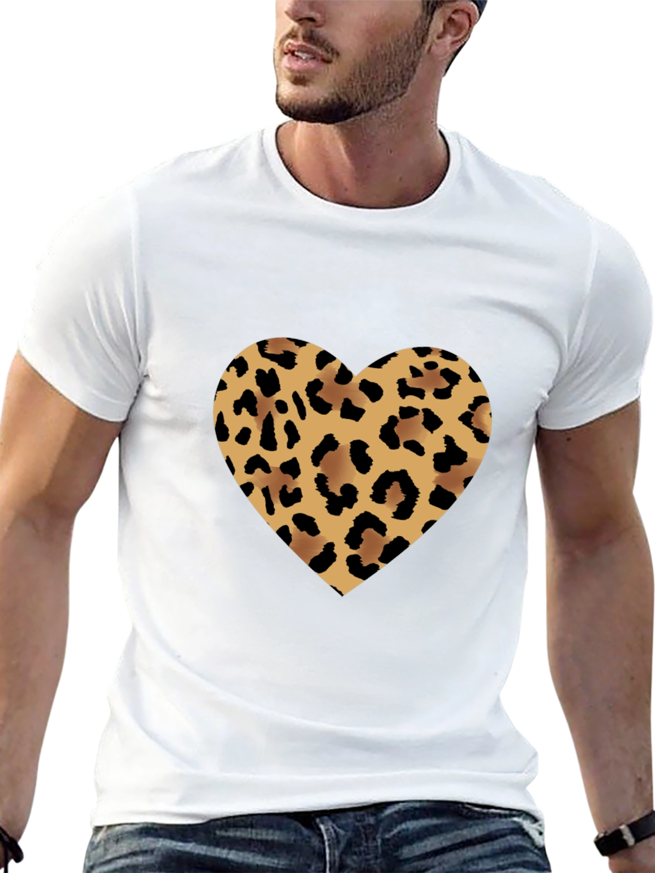 Leopard Heart Tee - Stylish Graphic T-Shirt