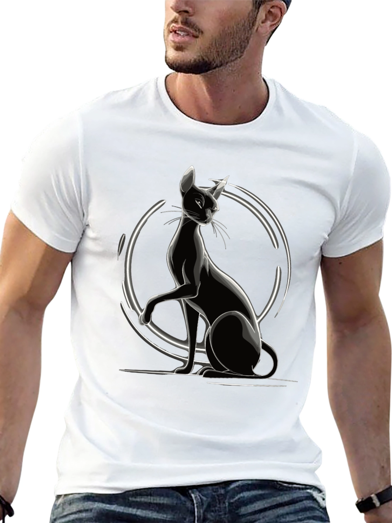 Sleek Black Cat Graphic Tee - Stylish Unisex T-Shirt