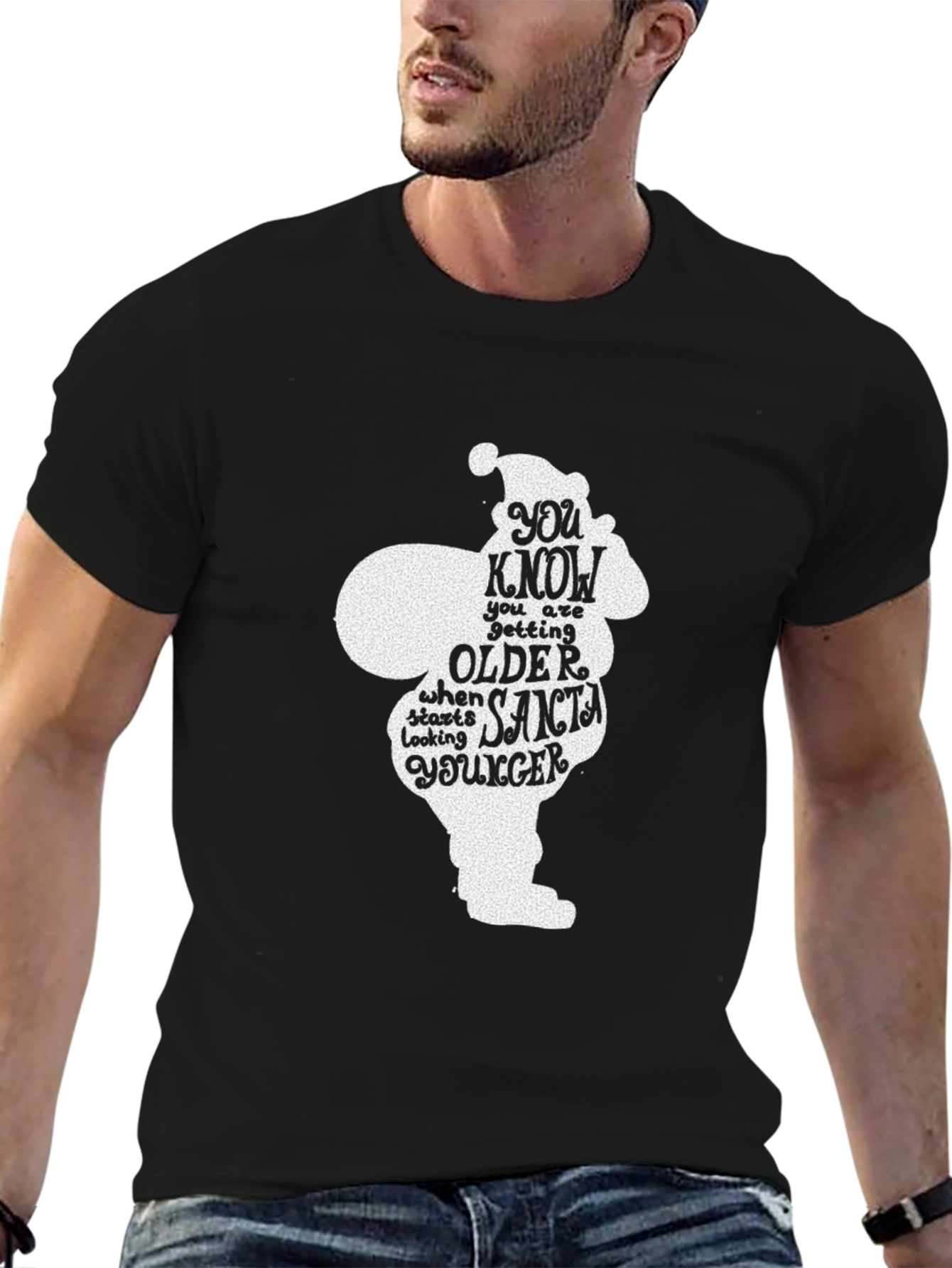 Funny Santa Quote Black Graphic T-Shirt