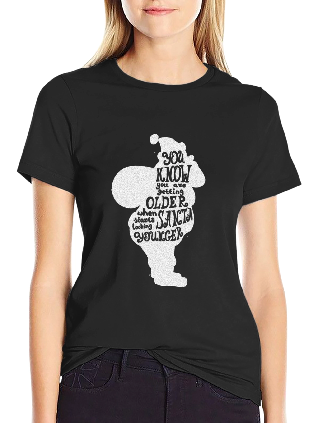 Funny Santa Quote Black Graphic T-Shirt