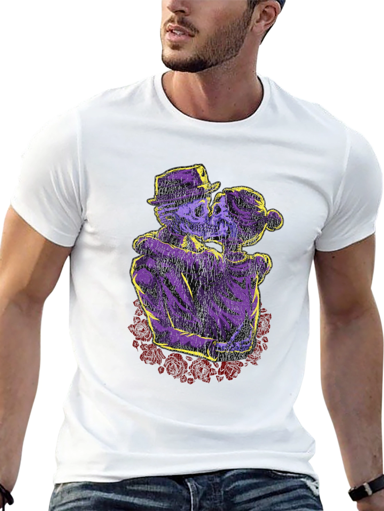 Skeleton Couple T-Shirt - Gothic Romance Design