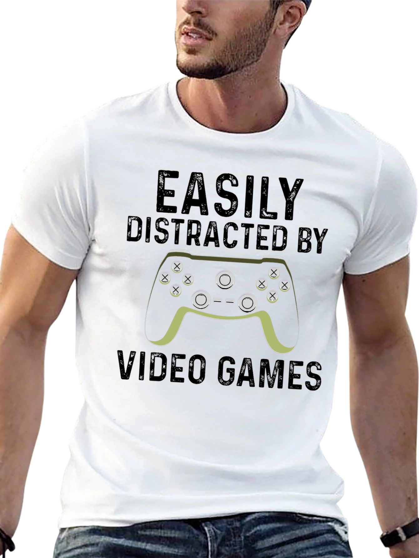 Easily Distracted by Video Games Black T-Shirt