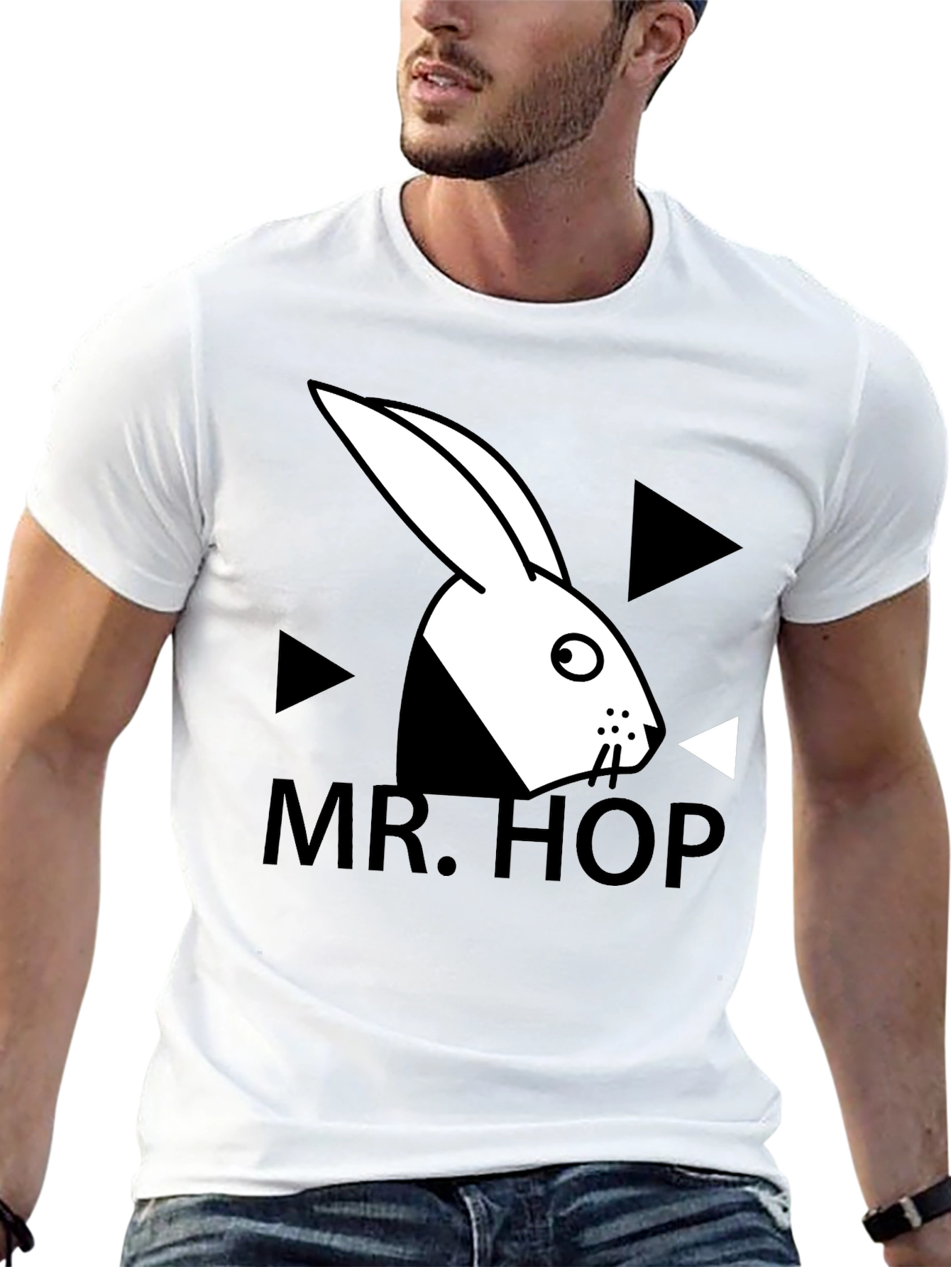 Mr. Hop Graphic Tee - Trendy Rabbit Design