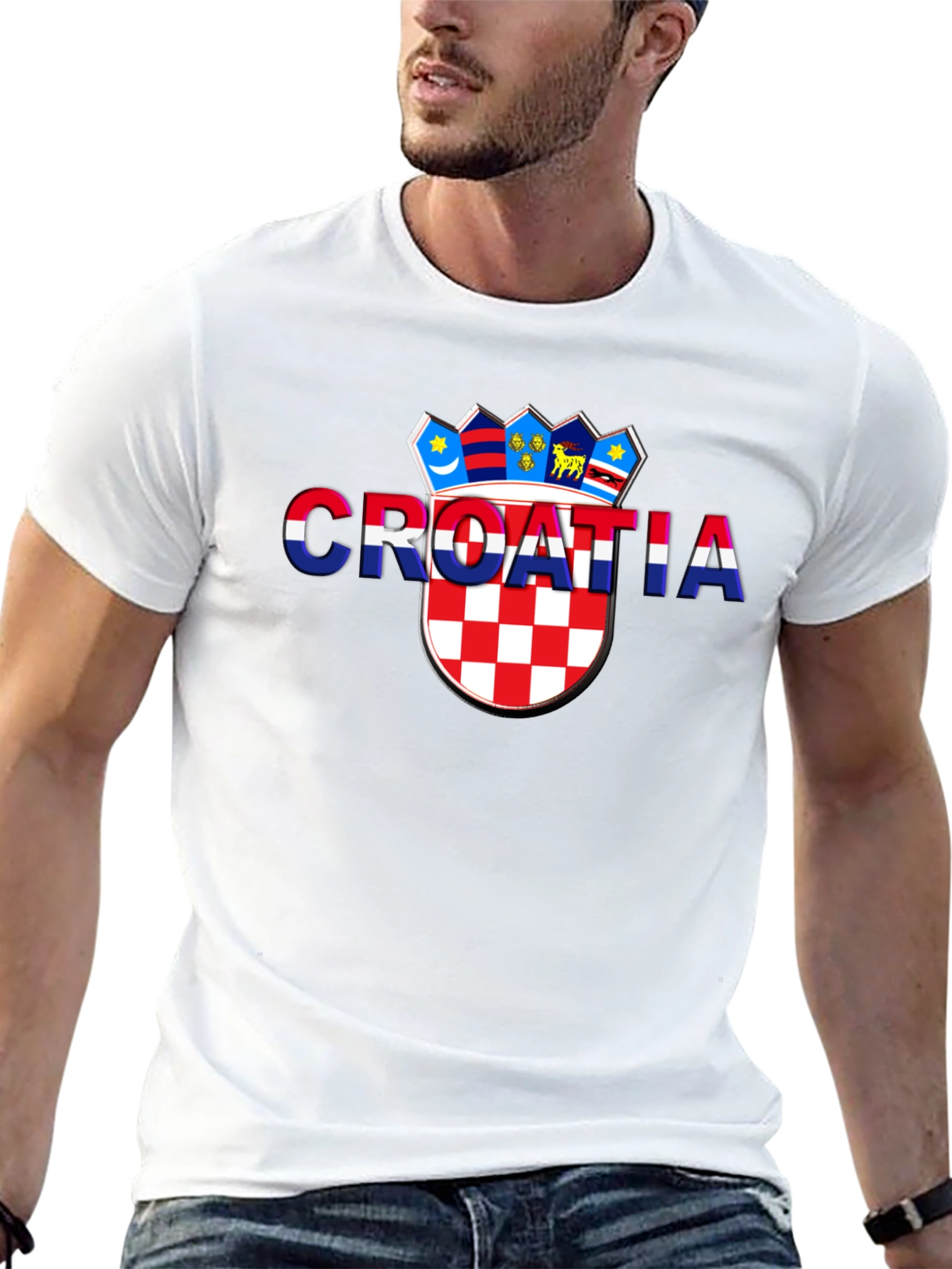 Croatia Flag Graphic Black T-Shirt