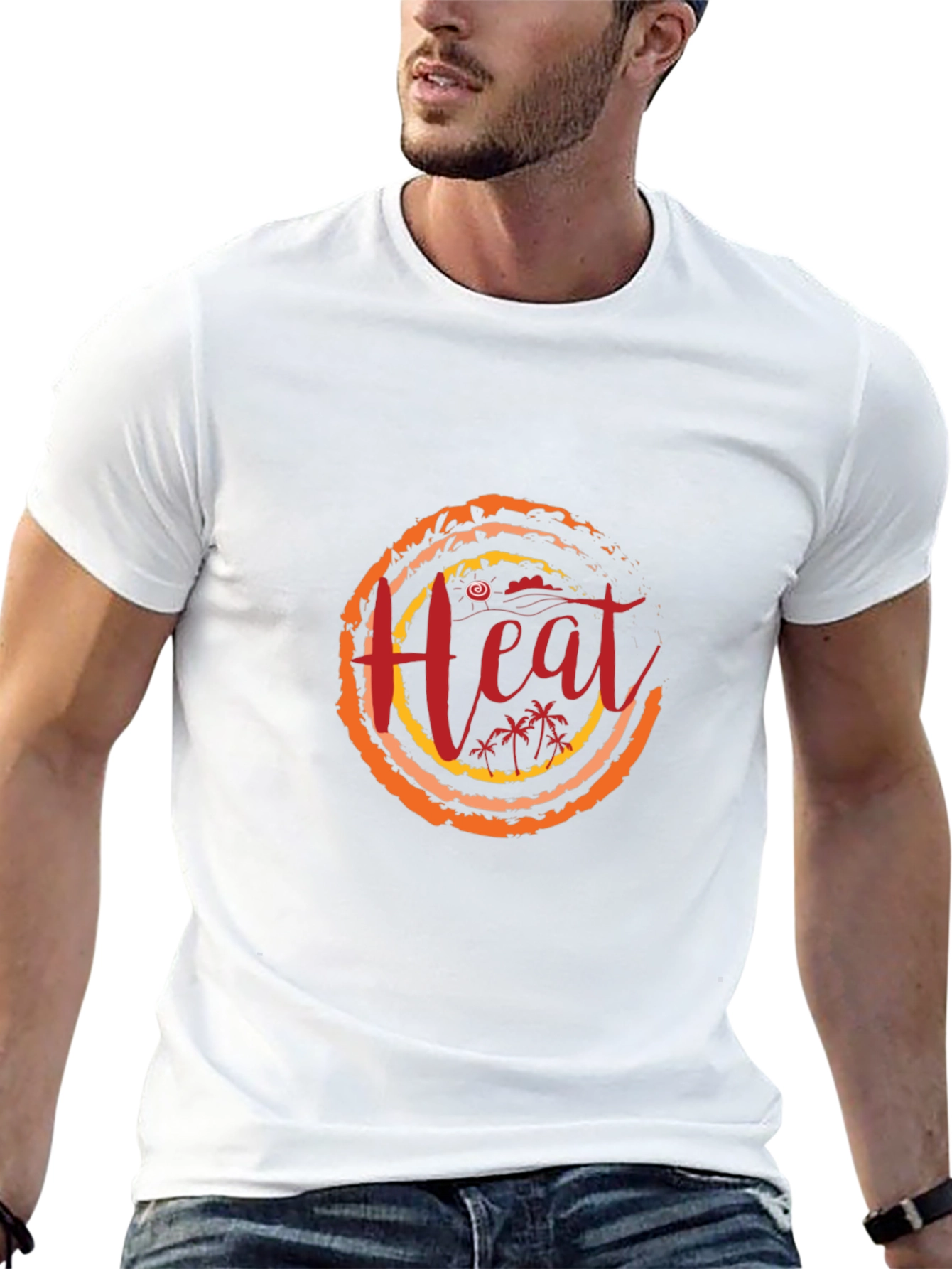 Heat Graphic Black T-Shirt | Tropical Summer Design