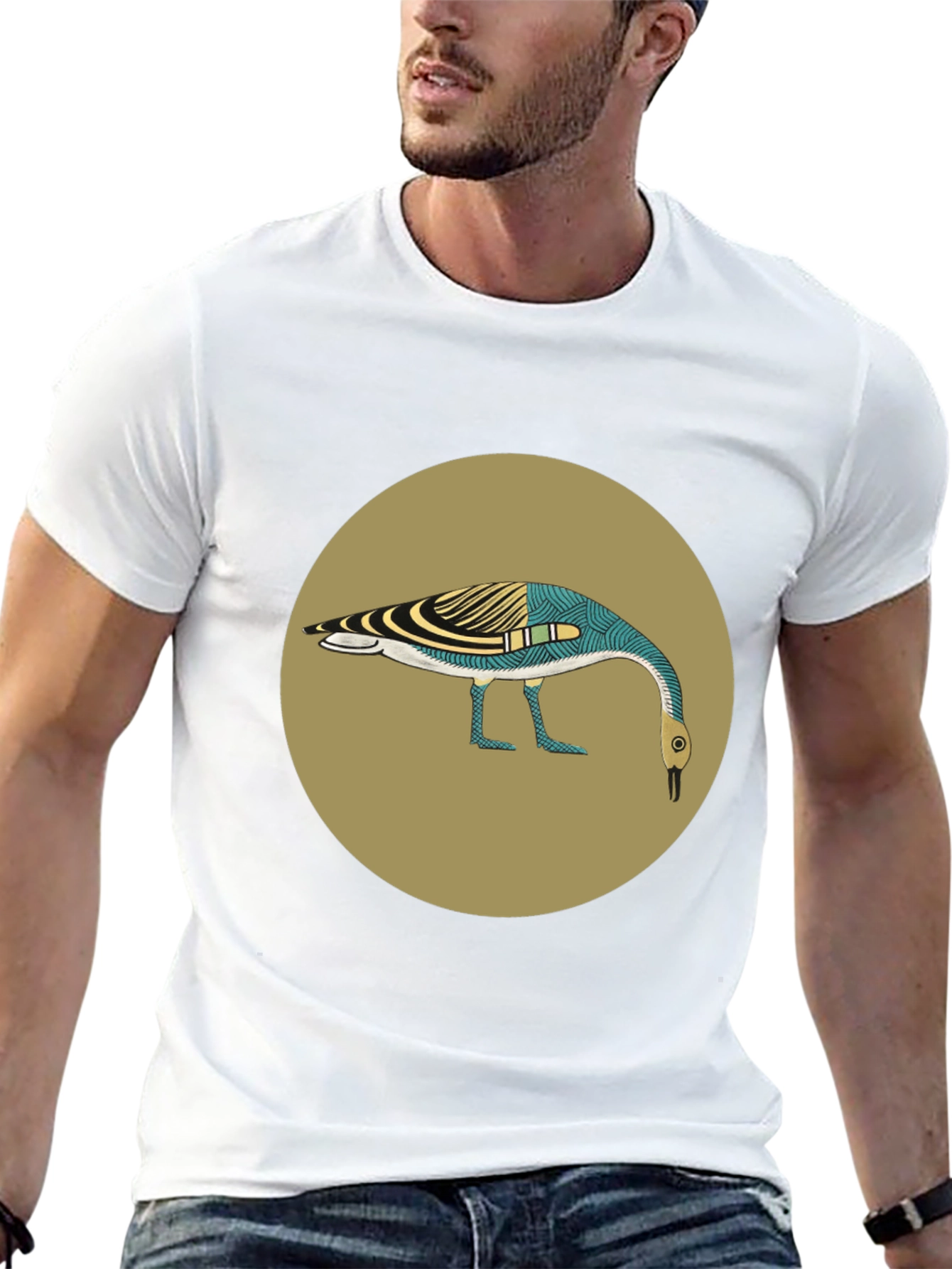 Abstract Goose Graphic Tee - Black