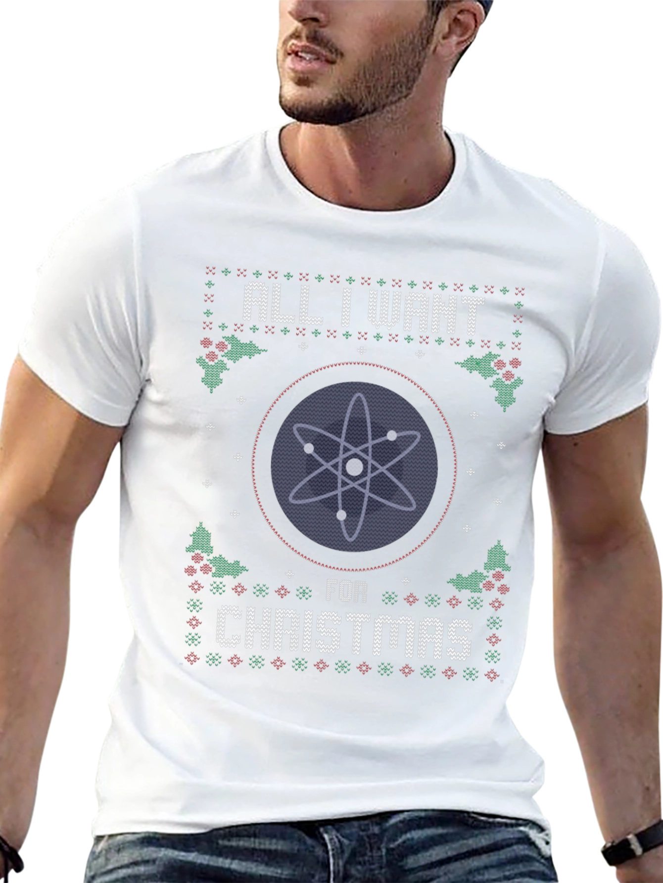 Atom Christmas Sweater T-Shirt - Science Holiday Tee